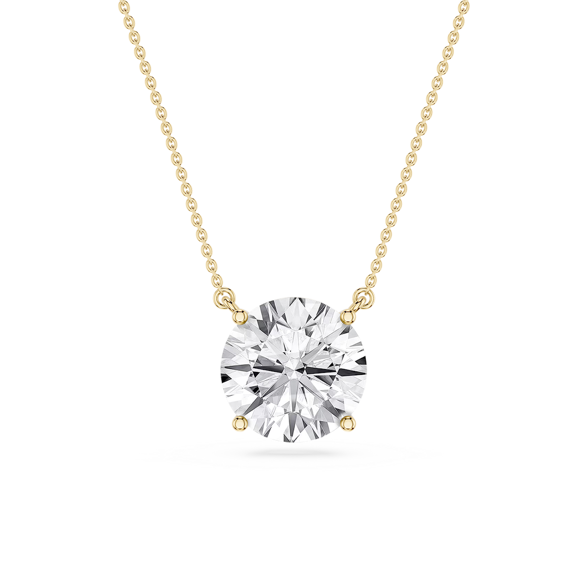 Round Lab Grown Diamond 4 Prong Solitaire Pendant - 16 to 18 Inches