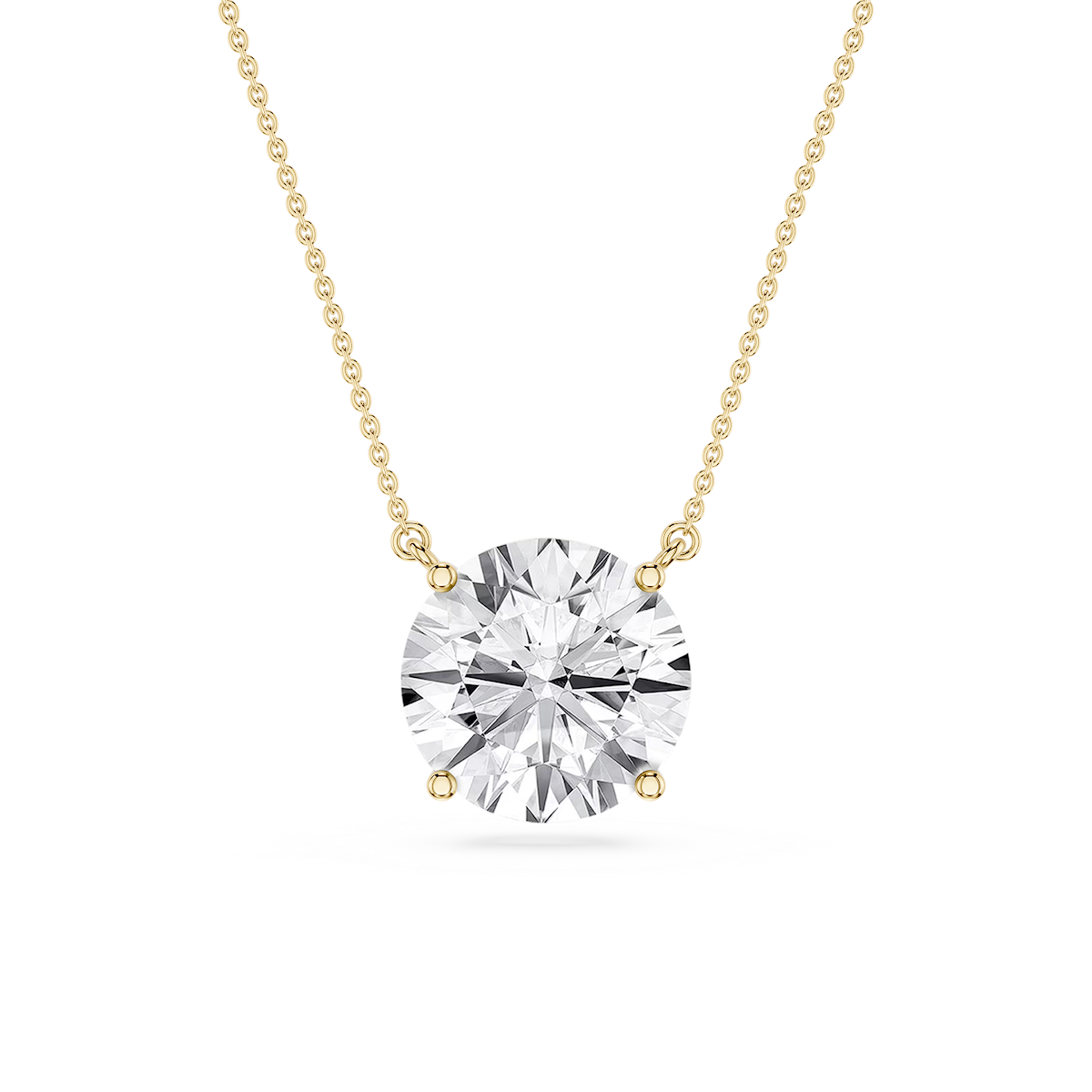 Round Lab Grown Diamond 4 Prong Solitaire Pendant - 16 to 18 Inches