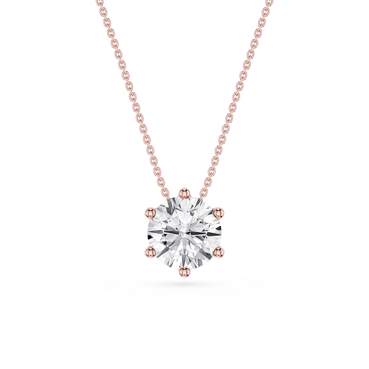 Round Lab Grown Diamond 6-Prong Slide Solitaire  Pendant - 16 to 18 Inches