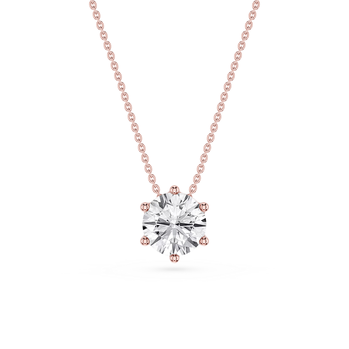 Round Lab Grown Diamond 6-Prong Slide Solitaire  Pendant - 16 to 18 Inches