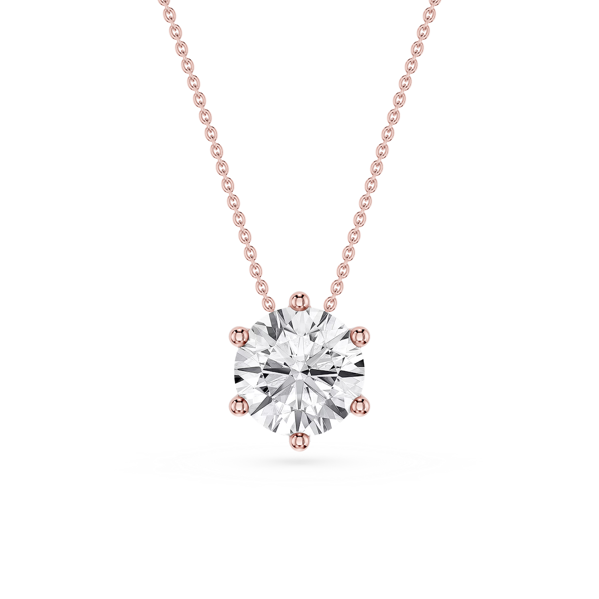 Round Lab Grown Diamond 6-Prong Slide Solitaire  Pendant - 16 to 18 Inches