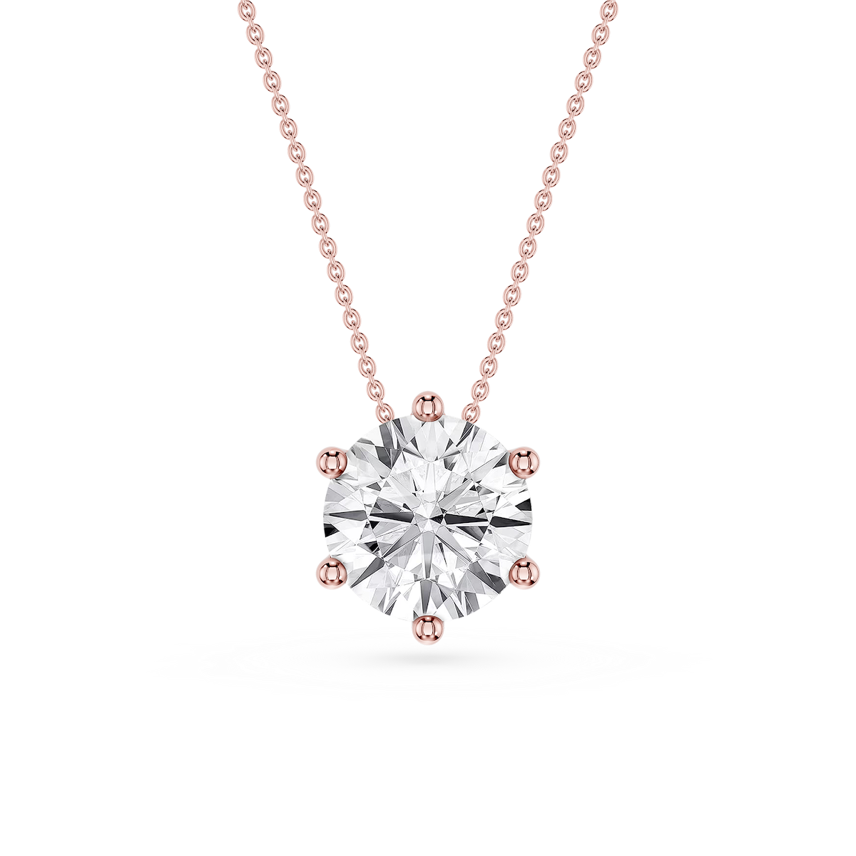 Round Lab Grown Diamond 6-Prong Slide Solitaire  Pendant - 16 to 18 Inches