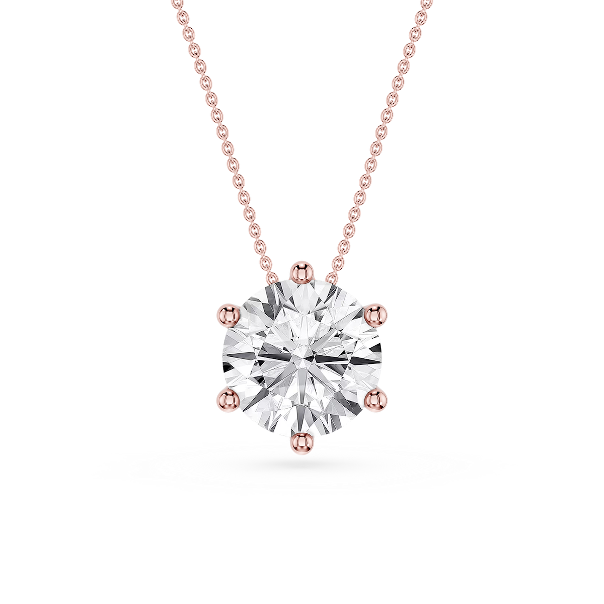 Round Lab Grown Diamond 6-Prong Slide Solitaire  Pendant - 16 to 18 Inches