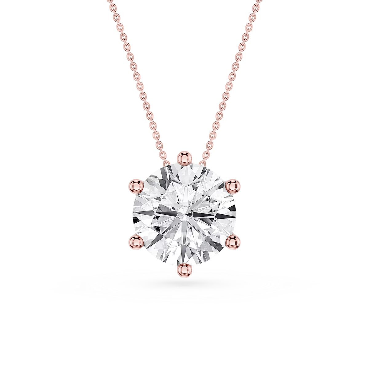 Round Lab Grown Diamond 6-Prong Slide Solitaire  Pendant - 16 to 18 Inches