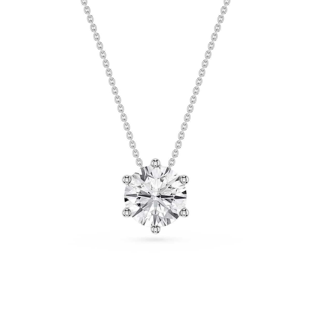Round Lab Grown Diamond 6-Prong Slide Solitaire  Pendant - 16 to 18 Inches
