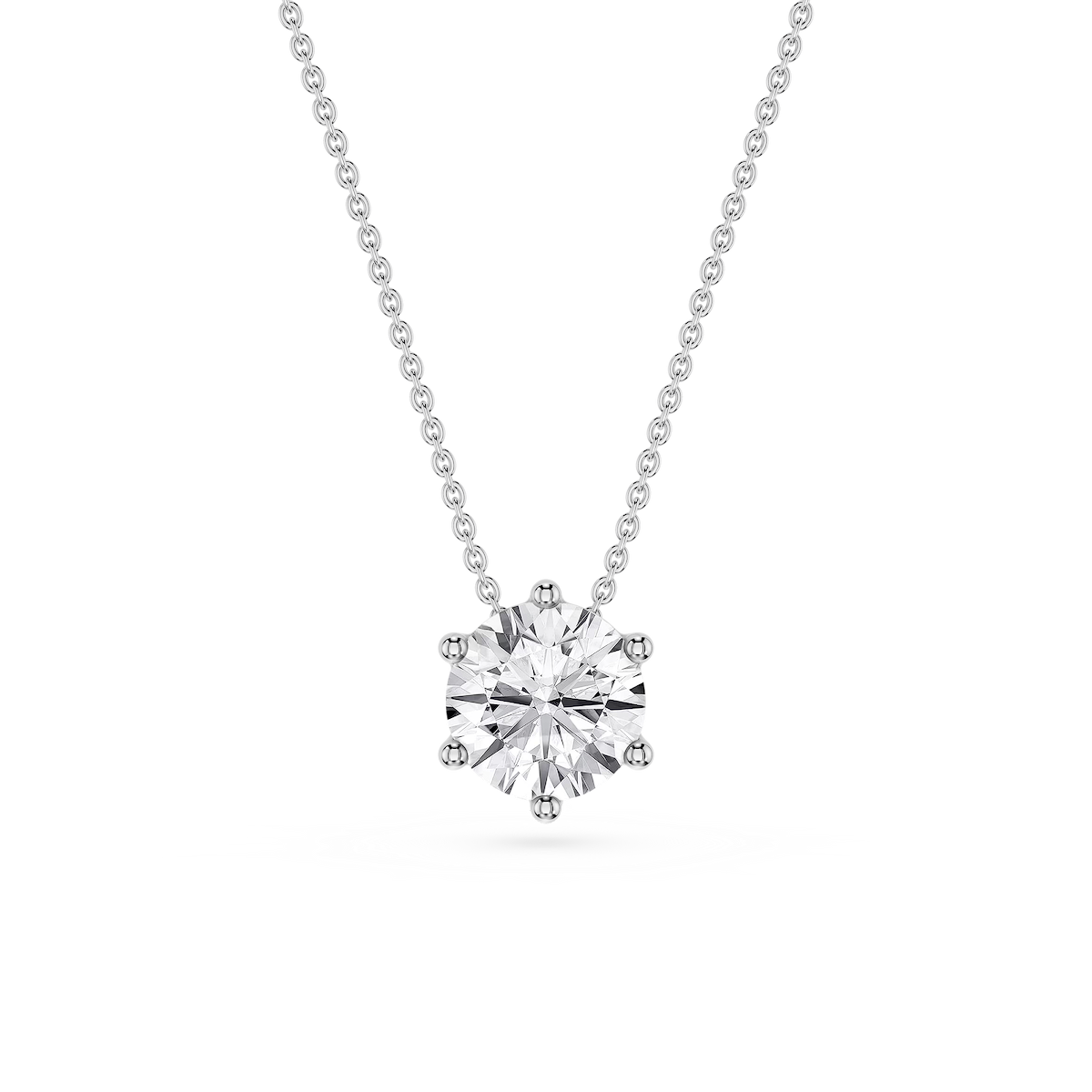 Round Lab Grown Diamond 6-Prong Slide Solitaire  Pendant - 16 to 18 Inches