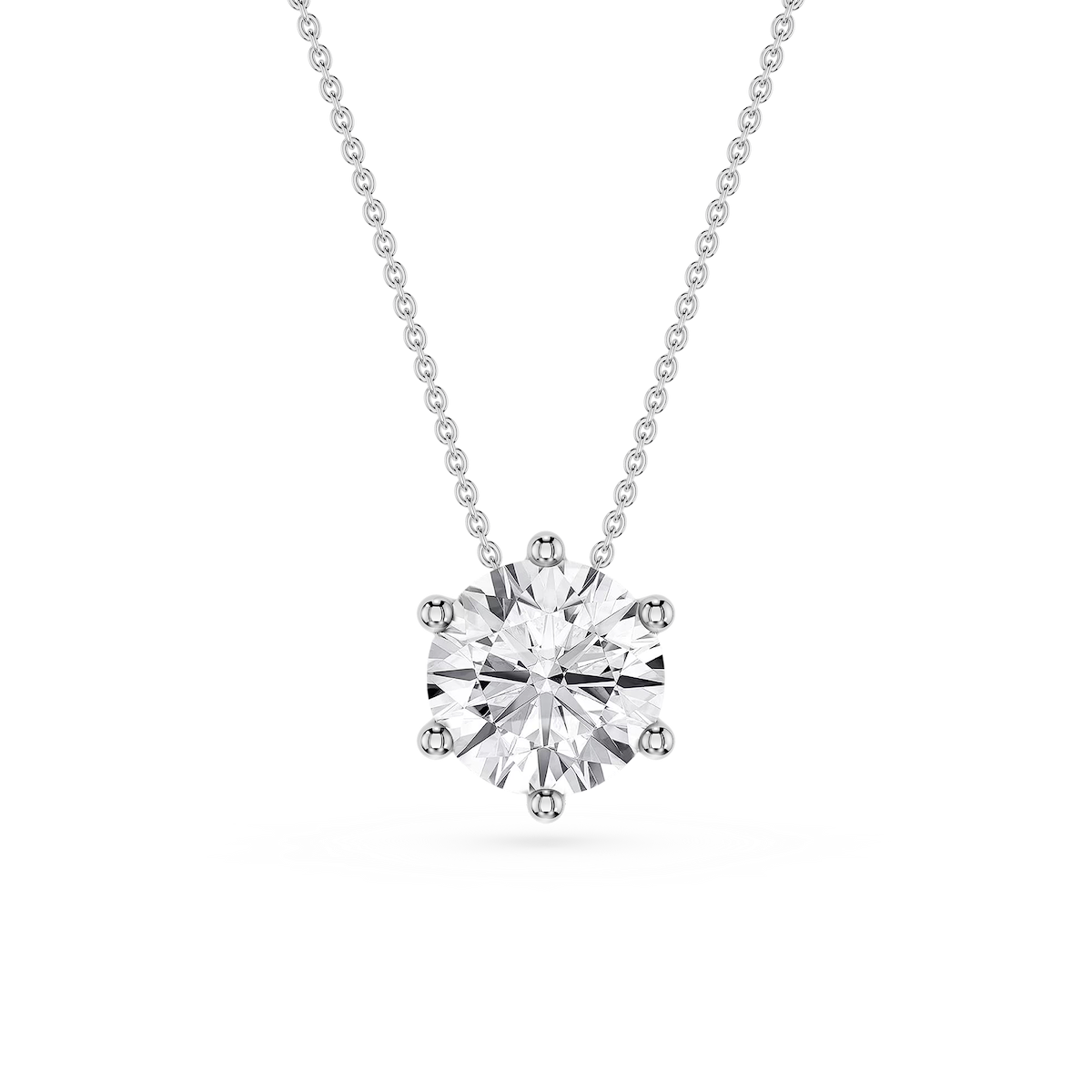 Round Lab Grown Diamond 6-Prong Slide Solitaire  Pendant - 16 to 18 Inches