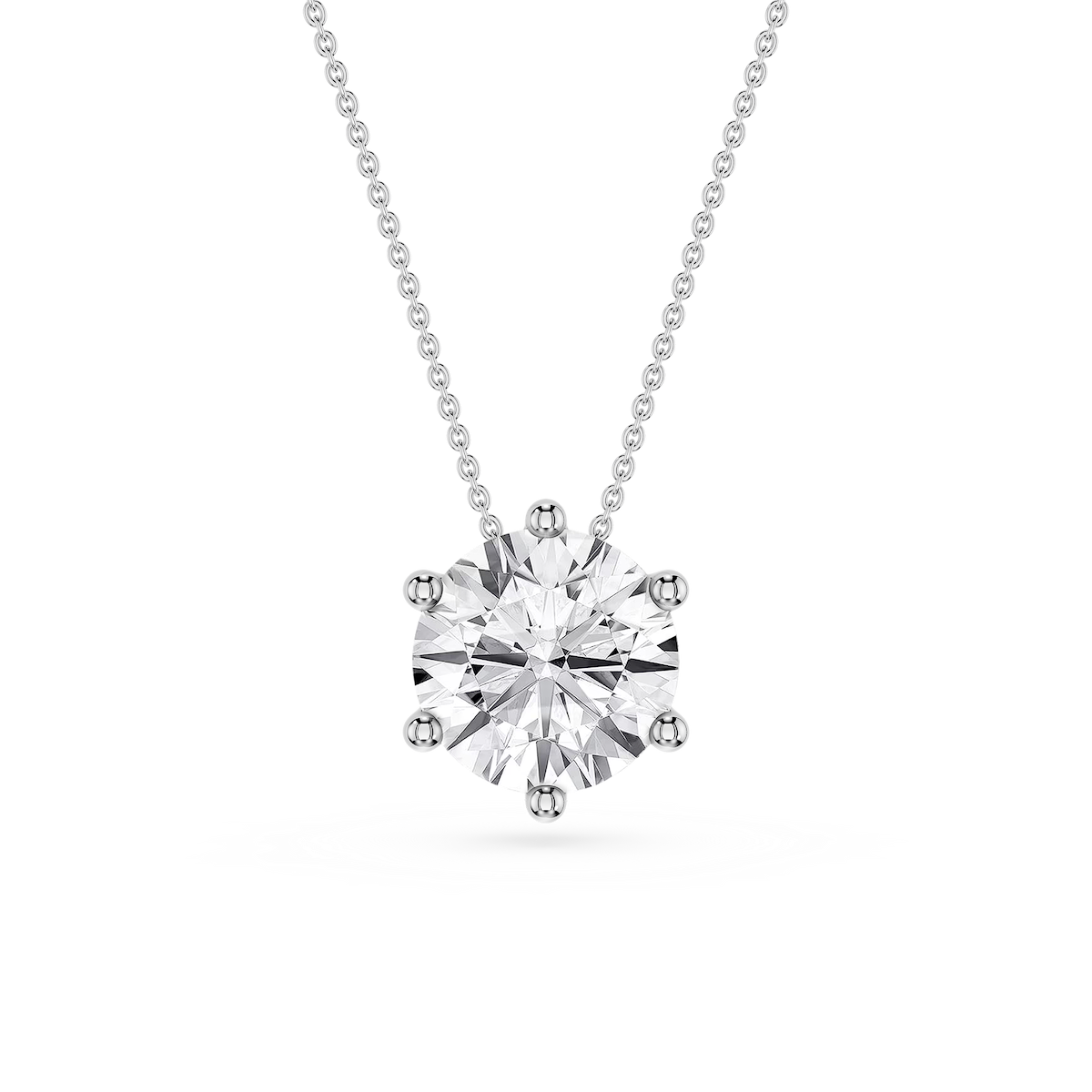 Round Lab Grown Diamond 6-Prong Slide Solitaire  Pendant - 16 to 18 Inches