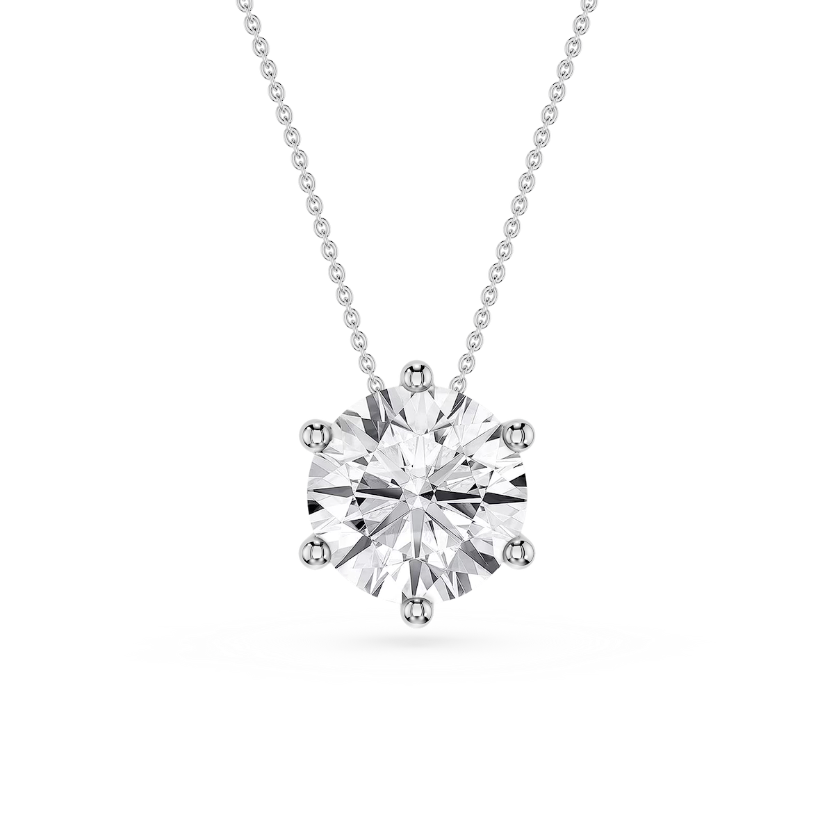 Round Lab Grown Diamond 6-Prong Slide Solitaire  Pendant - 16 to 18 Inches