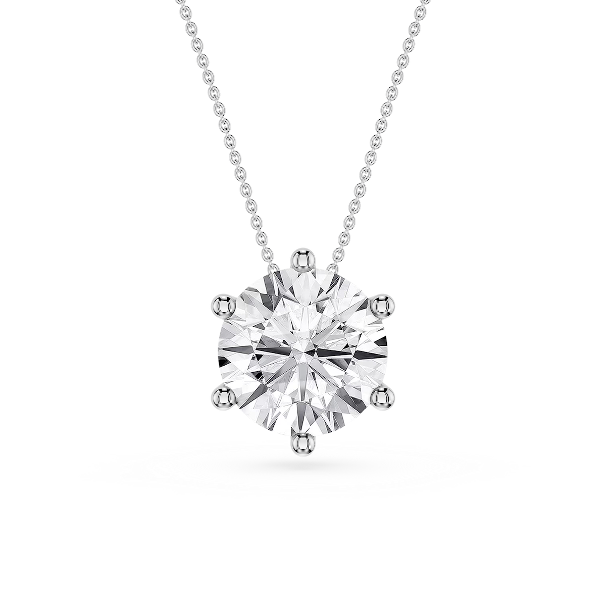 Round Lab Grown Diamond 6-Prong Slide Solitaire  Pendant - 16 to 18 Inches