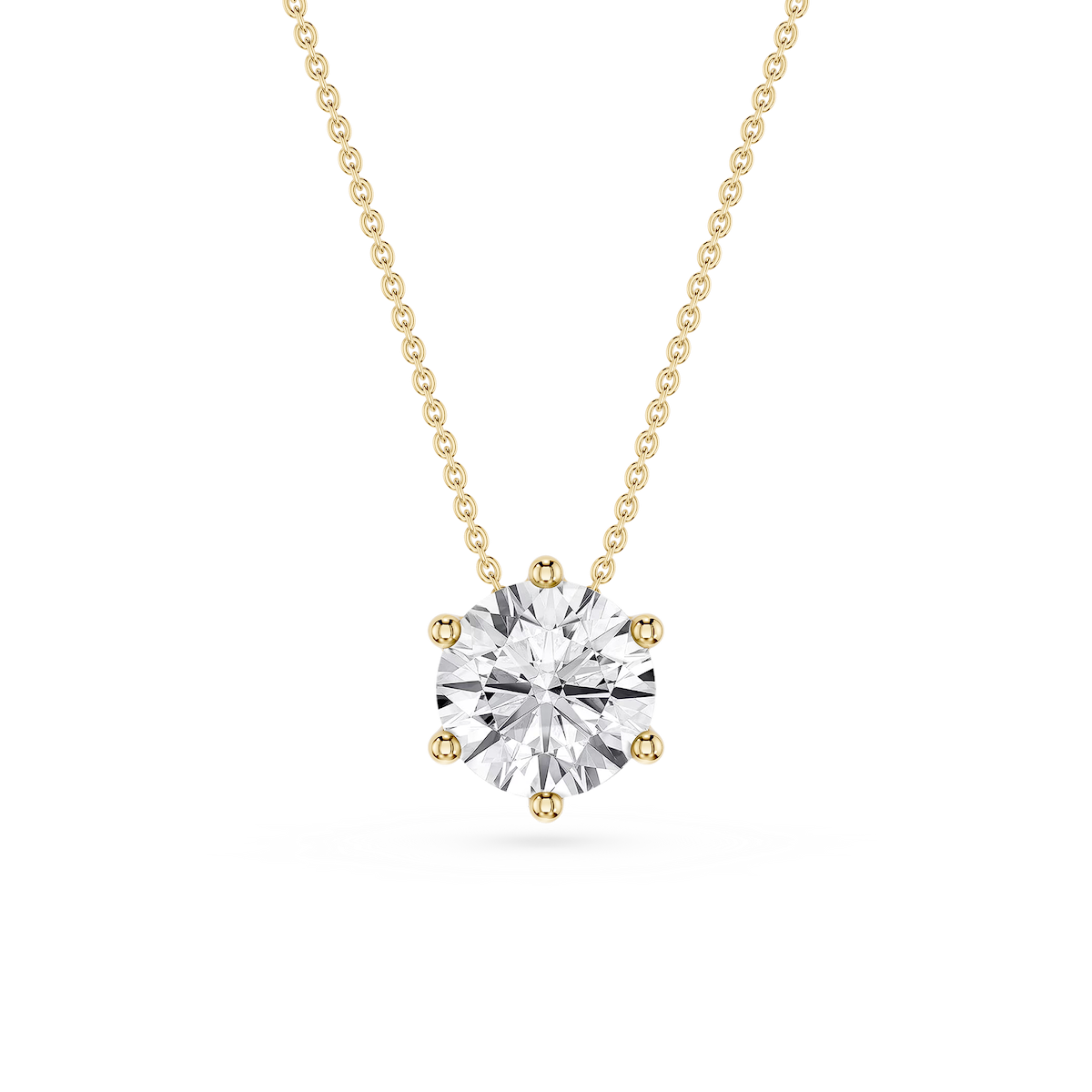 Round Lab Grown Diamond 6-Prong Slide Solitaire  Pendant - 16 to 18 Inches