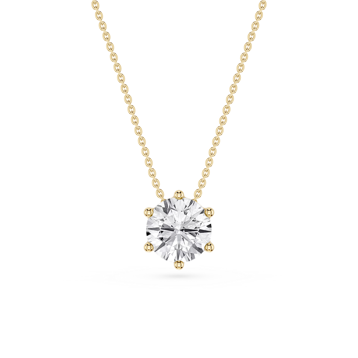 Round Lab Grown Diamond 6-Prong Slide Solitaire  Pendant - 16 to 18 Inches