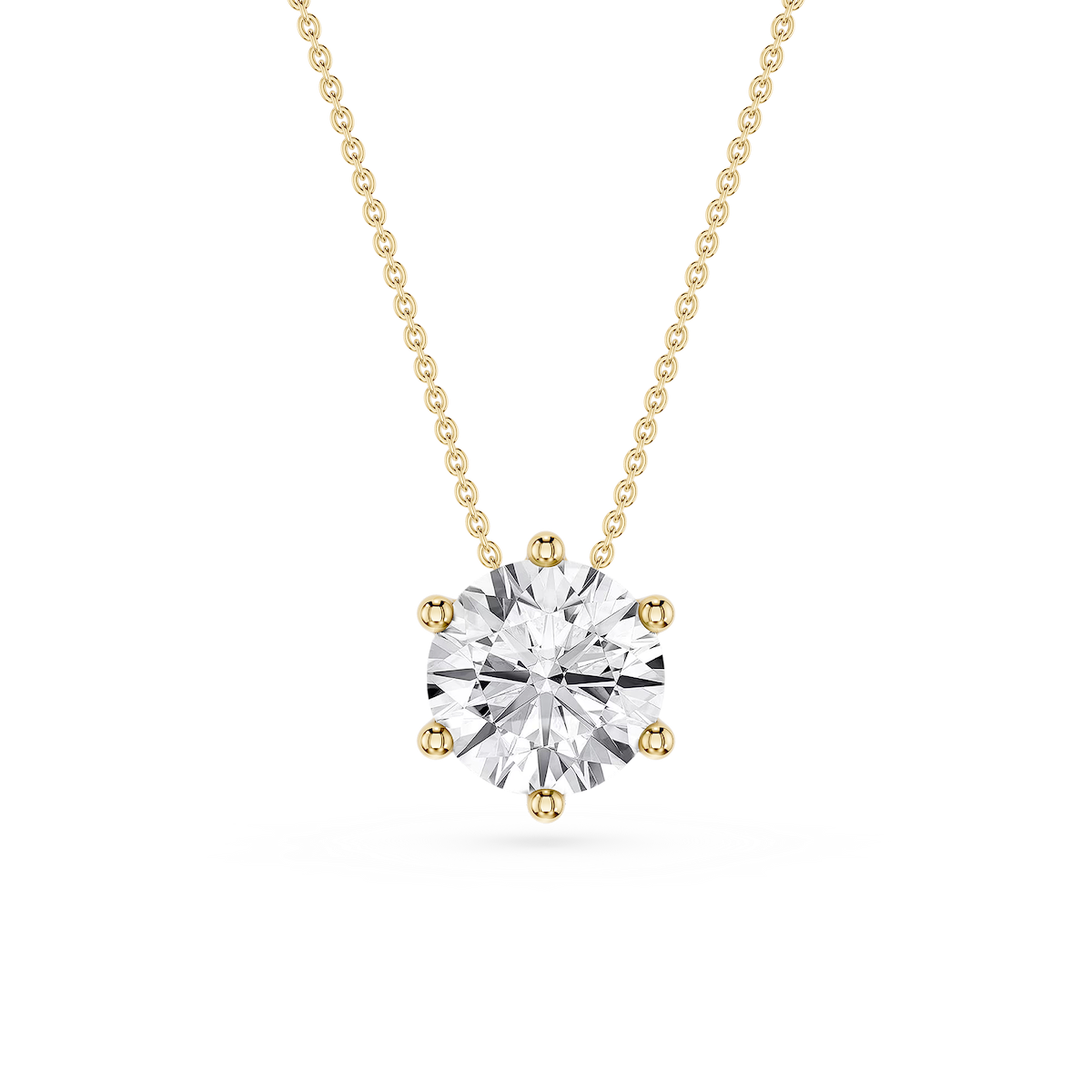 Round Lab Grown Diamond 6-Prong Slide Solitaire  Pendant - 16 to 18 Inches