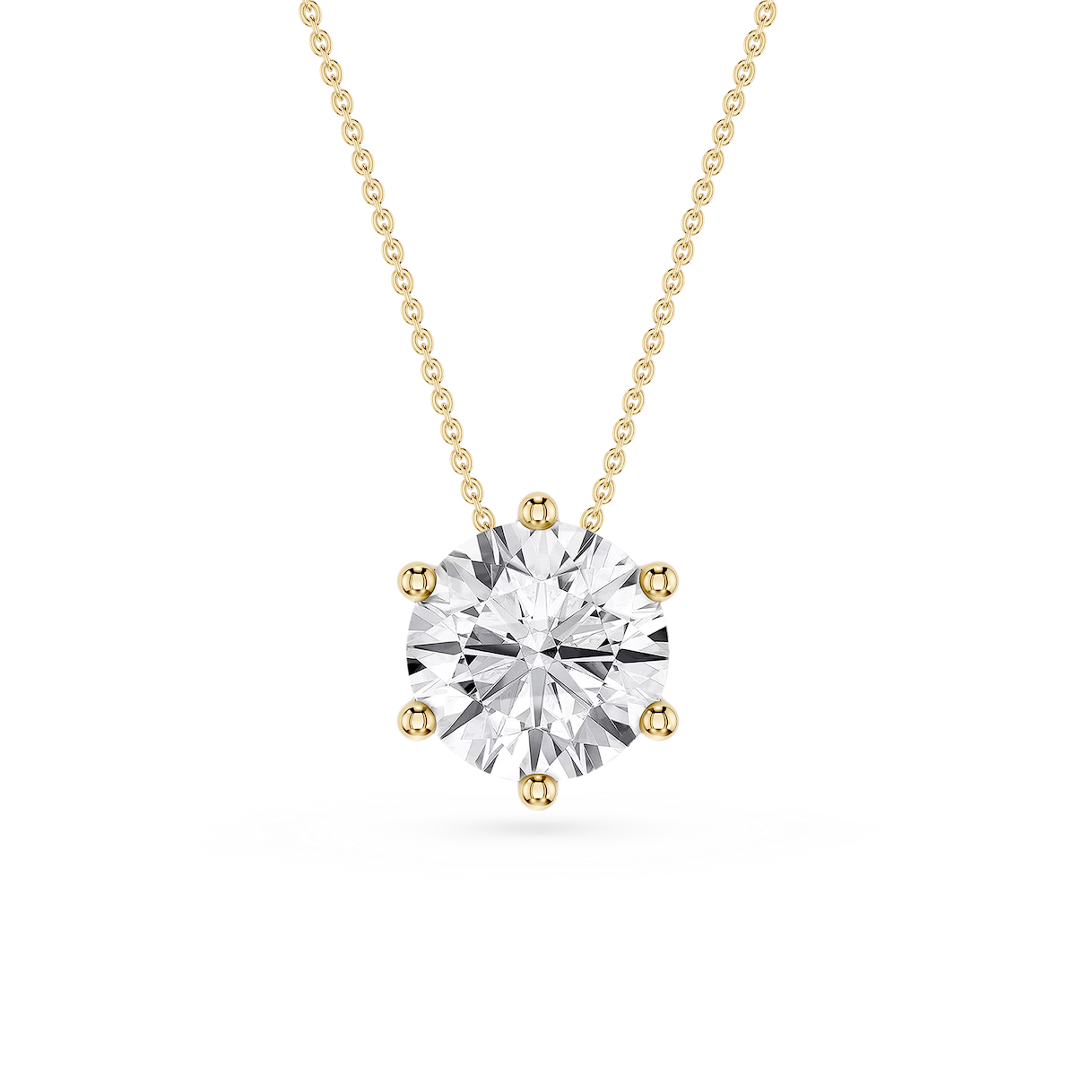 Round Lab Grown Diamond 6-Prong Slide Solitaire  Pendant - 16 to 18 Inches