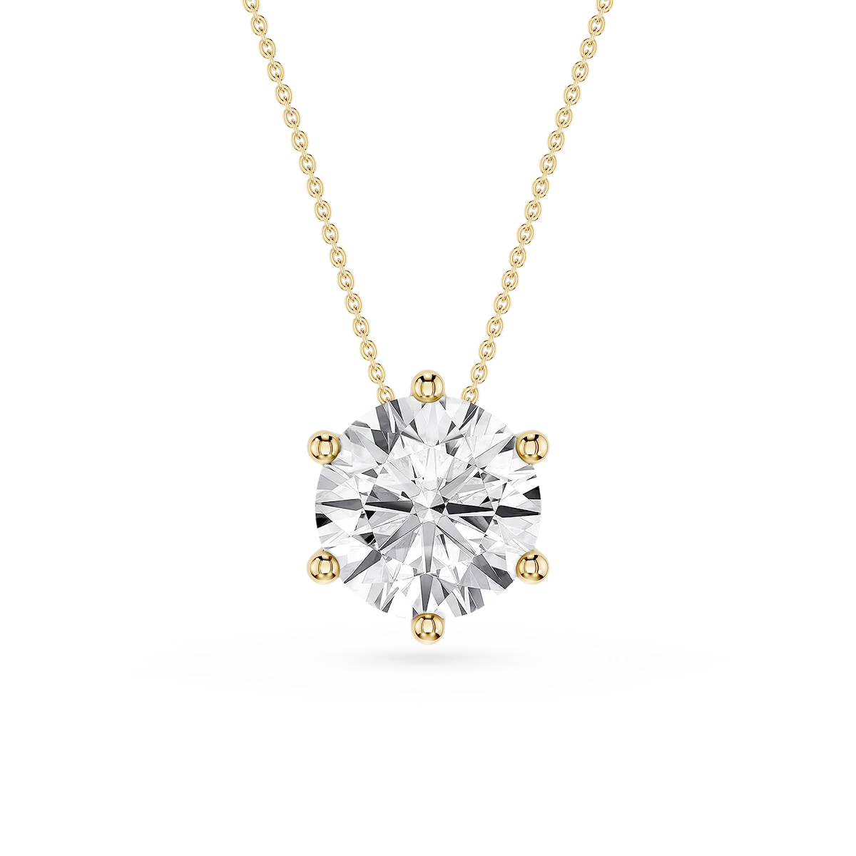 Round Lab Grown Diamond 6-Prong Slide Solitaire  Pendant - 16 to 18 Inches
