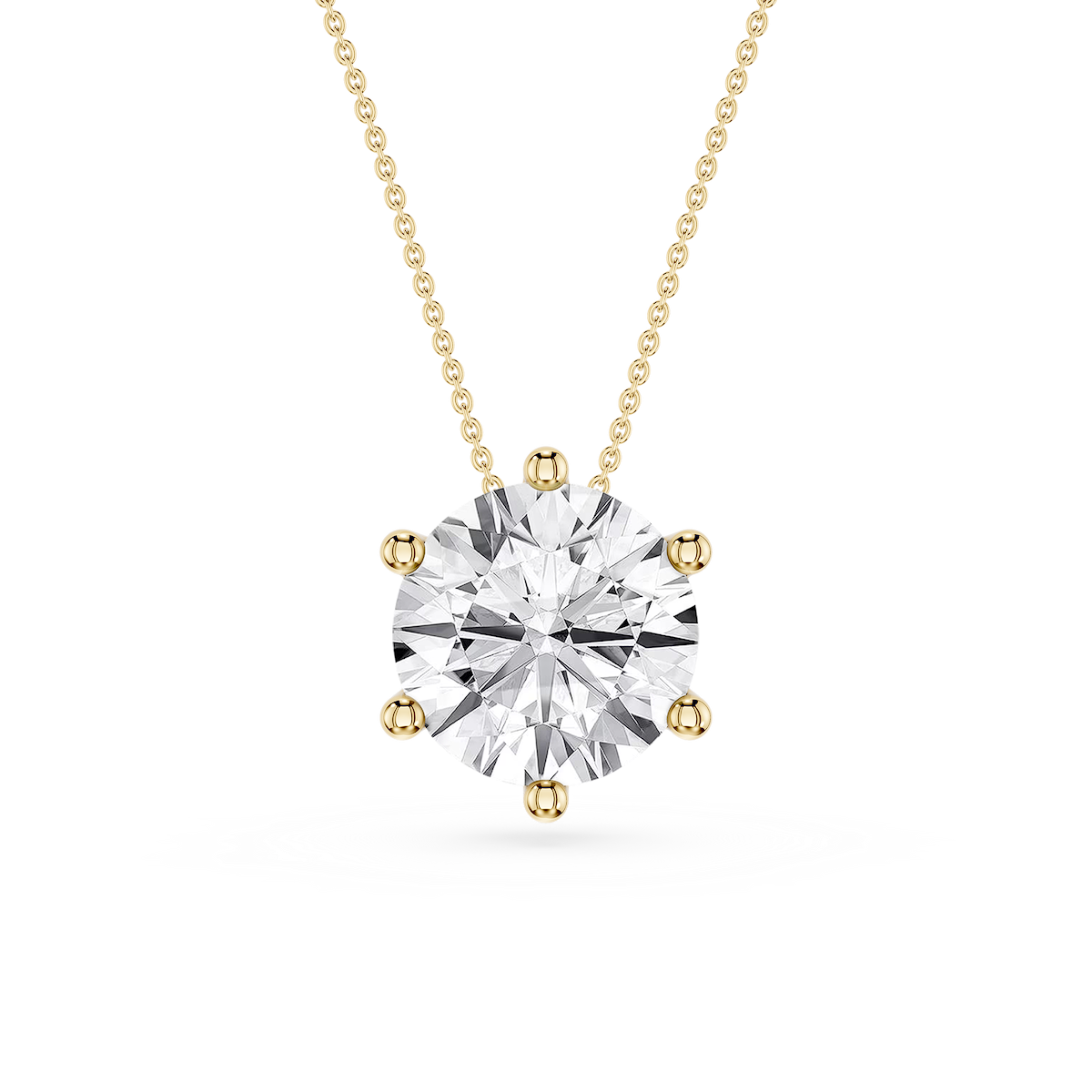 Round Lab Grown Diamond 6-Prong Slide Solitaire  Pendant - 16 to 18 Inches