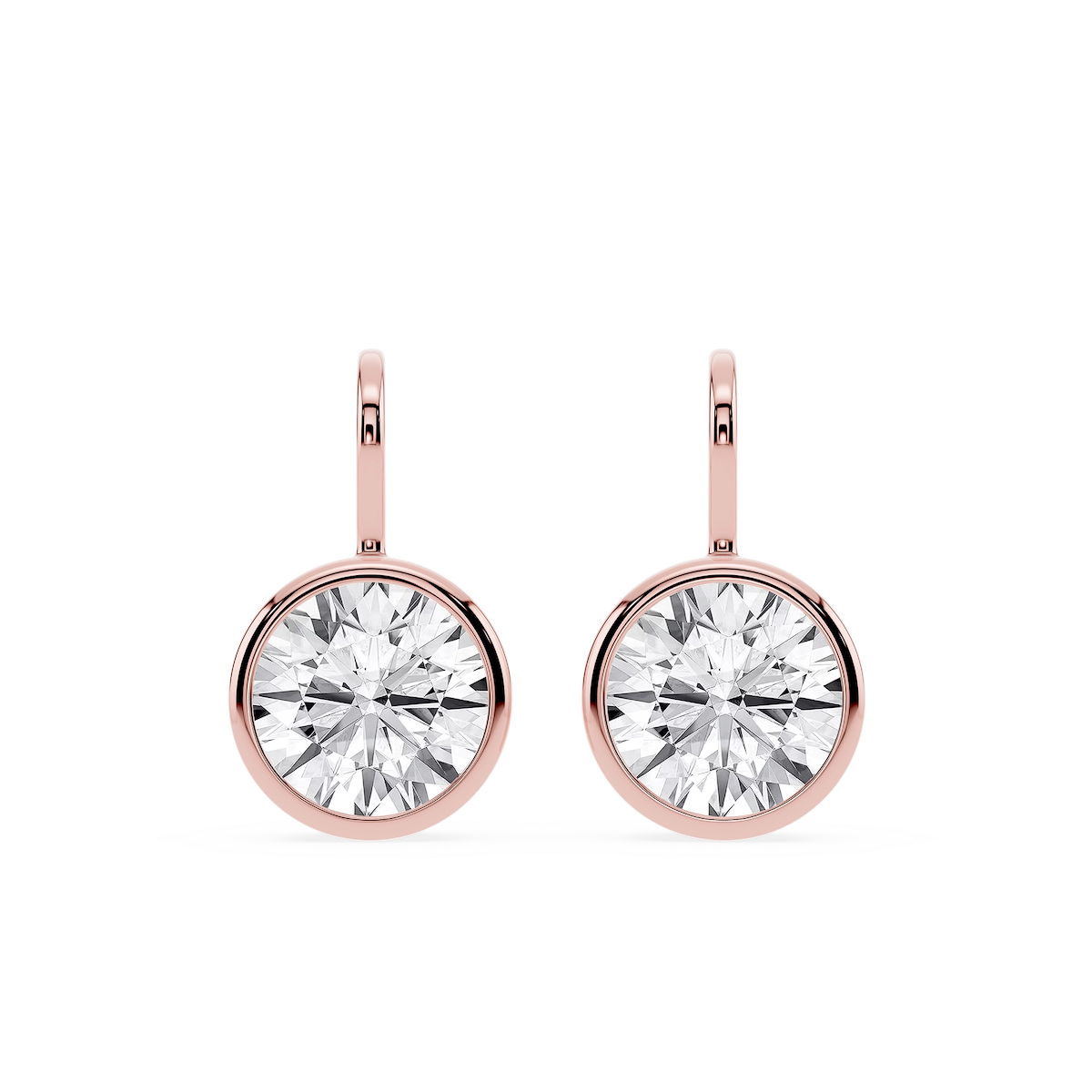Round Lab Grown Diamond Bezel Drop Earrings