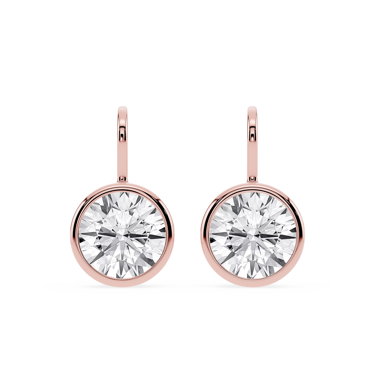 Round Lab Grown Diamond Bezel Drop Earrings