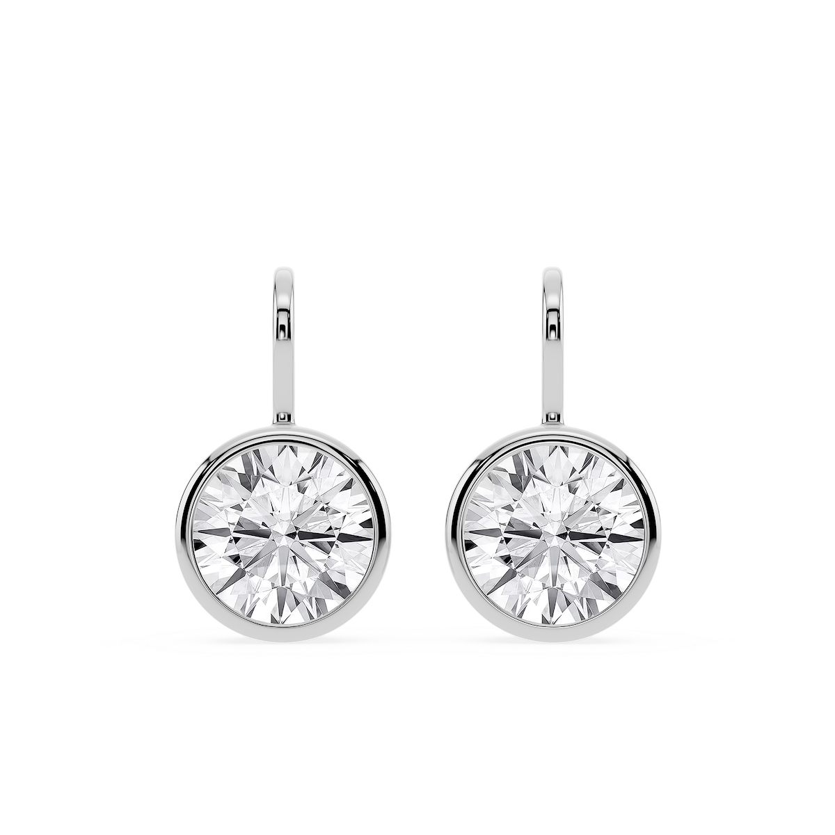 Round Lab Grown Diamond Bezel Drop Earrings