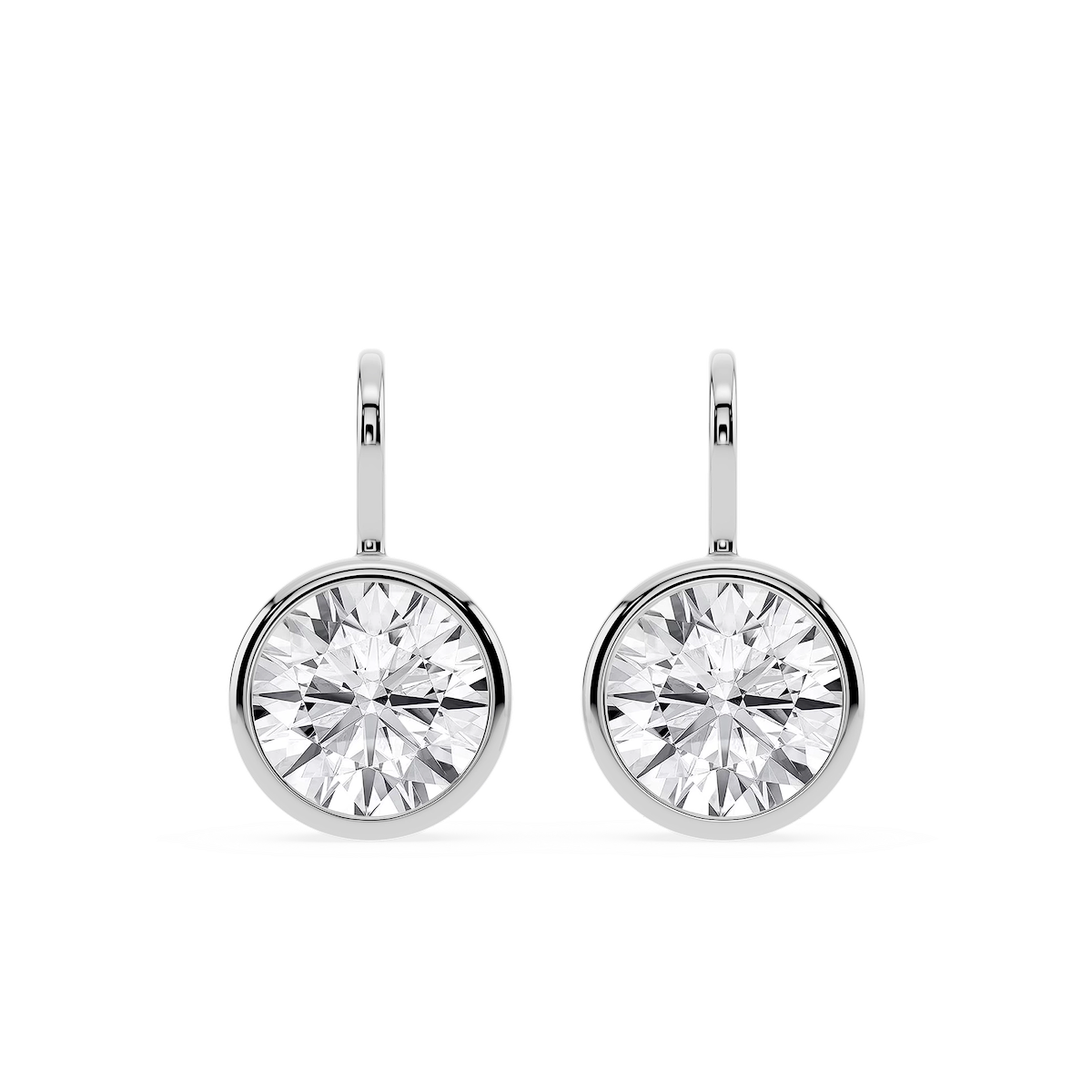 Round Lab Grown Diamond Bezel Drop Earrings