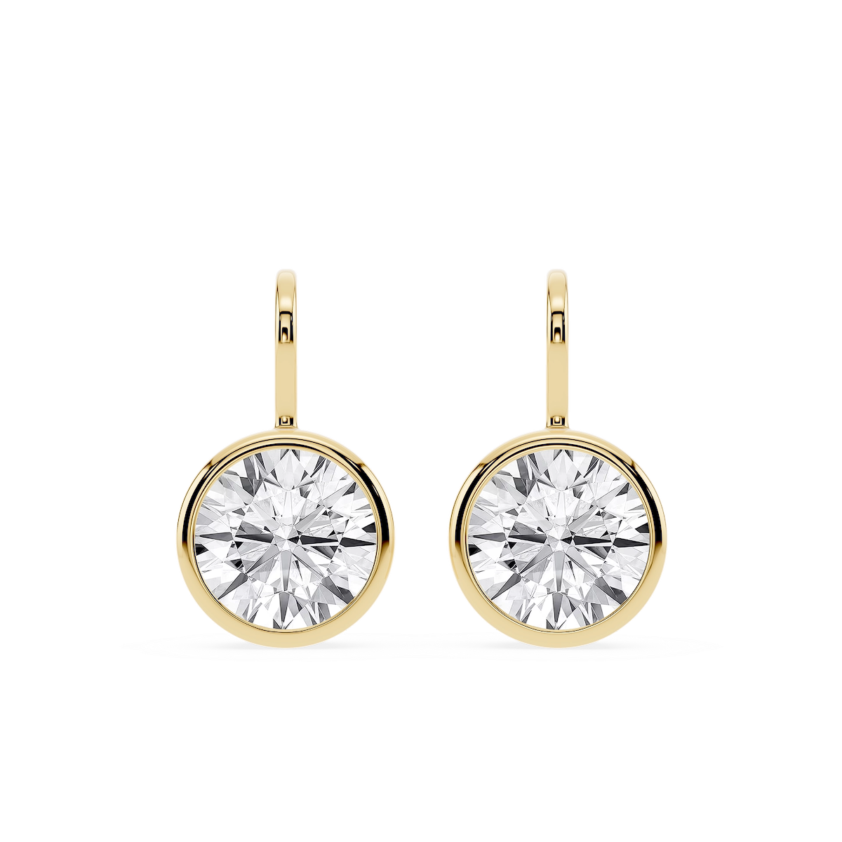Round Lab Grown Diamond Bezel Drop Earrings