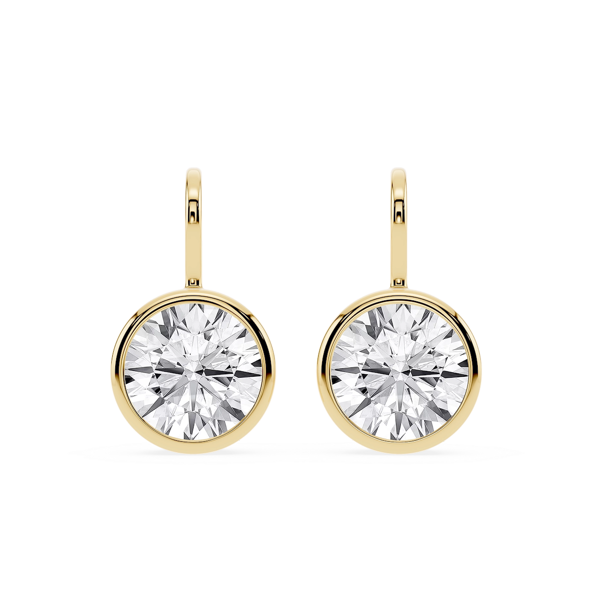 Round Lab Grown Diamond Bezel Drop Earrings