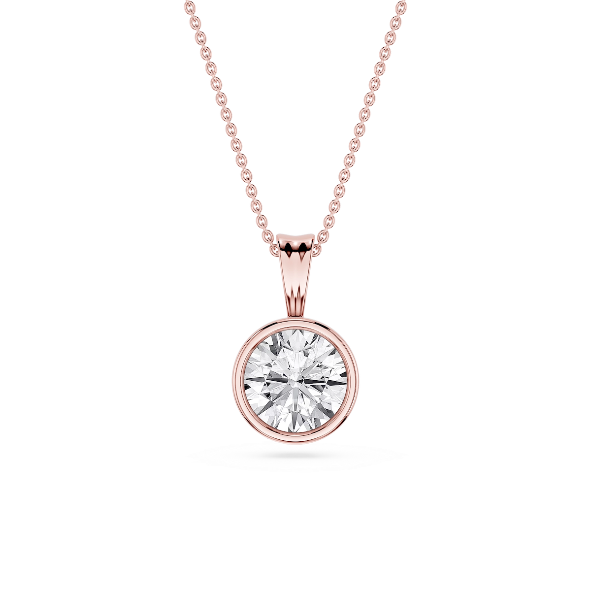 Round Lab Grown Diamond Bezel Set Bail Solitaire Pendant - 16 to 18 Inches