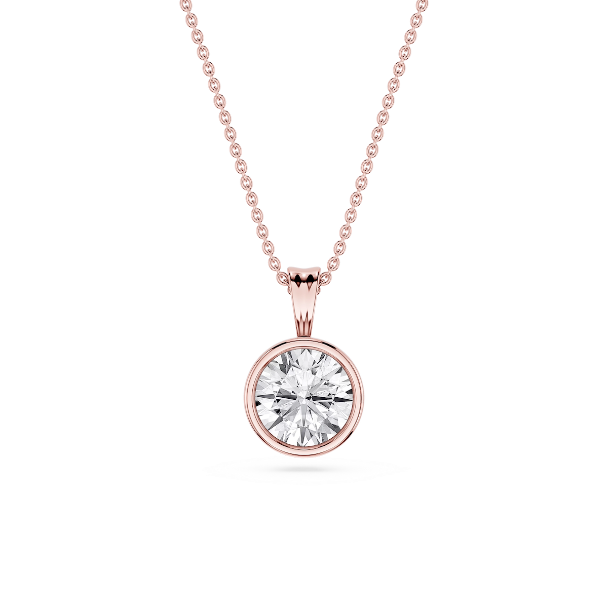 Round Lab Grown Diamond Bezel Set Bail Solitaire Pendant - 16 to 18 Inches
