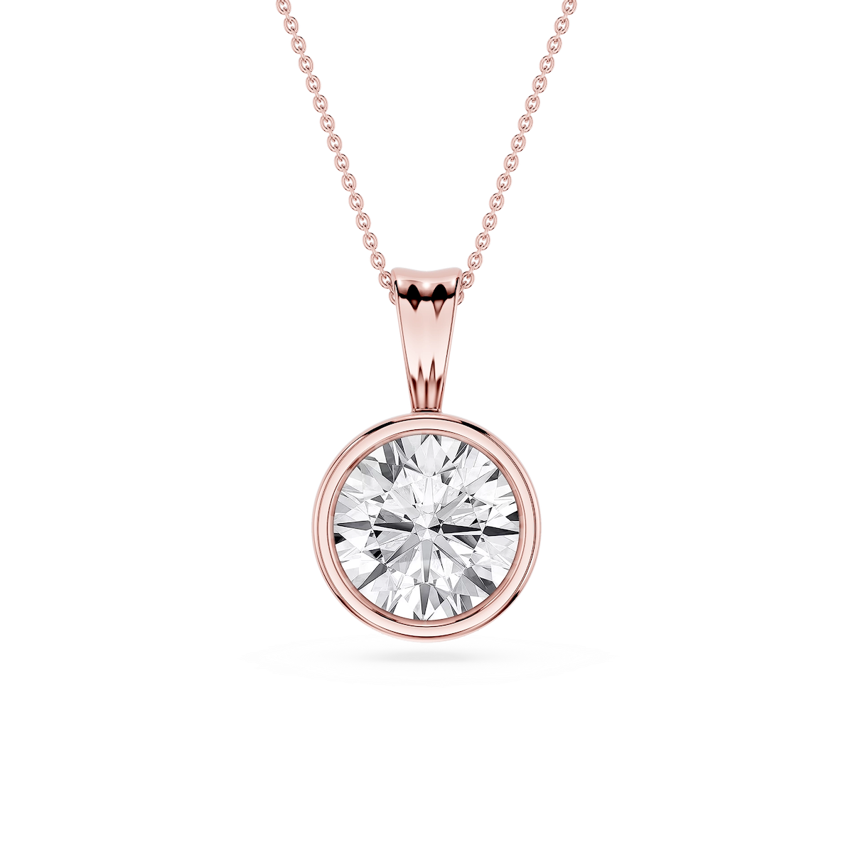 Round Lab Grown Diamond Bezel Set Bail Solitaire Pendant - 16 to 18 Inches