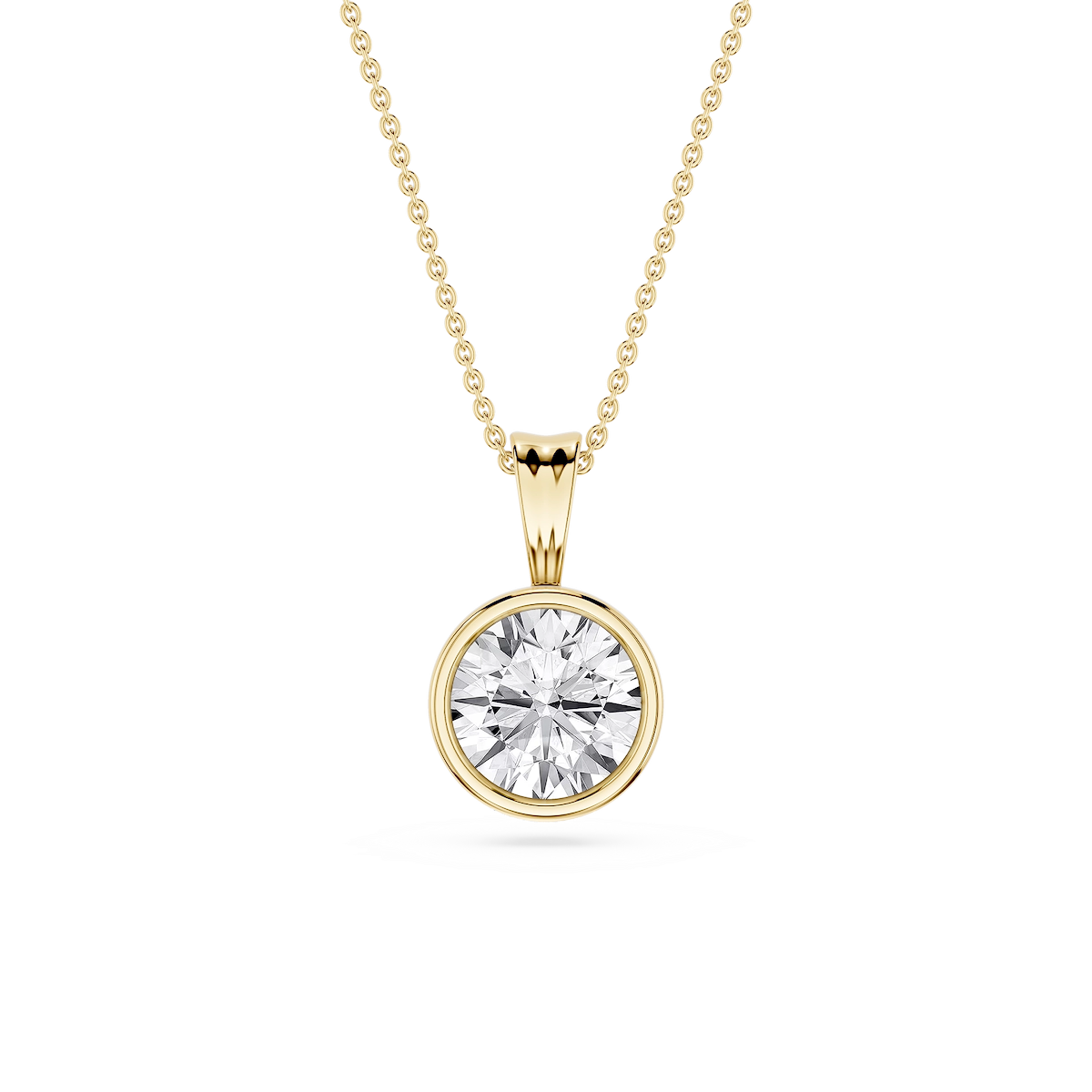 Round Lab Grown Diamond Bezel Set Bail Solitaire Pendant - 16 to 18 Inches