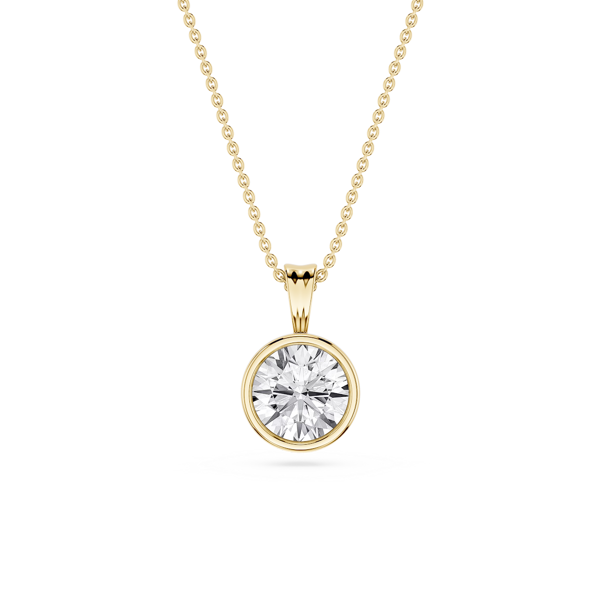 Round Lab Grown Diamond Bezel Set Bail Solitaire Pendant - 16 to 18 Inches