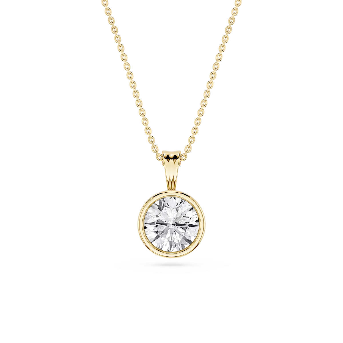 Round Lab Grown Diamond Bezel Set Bail Solitaire Pendant - 16 to 18 Inches