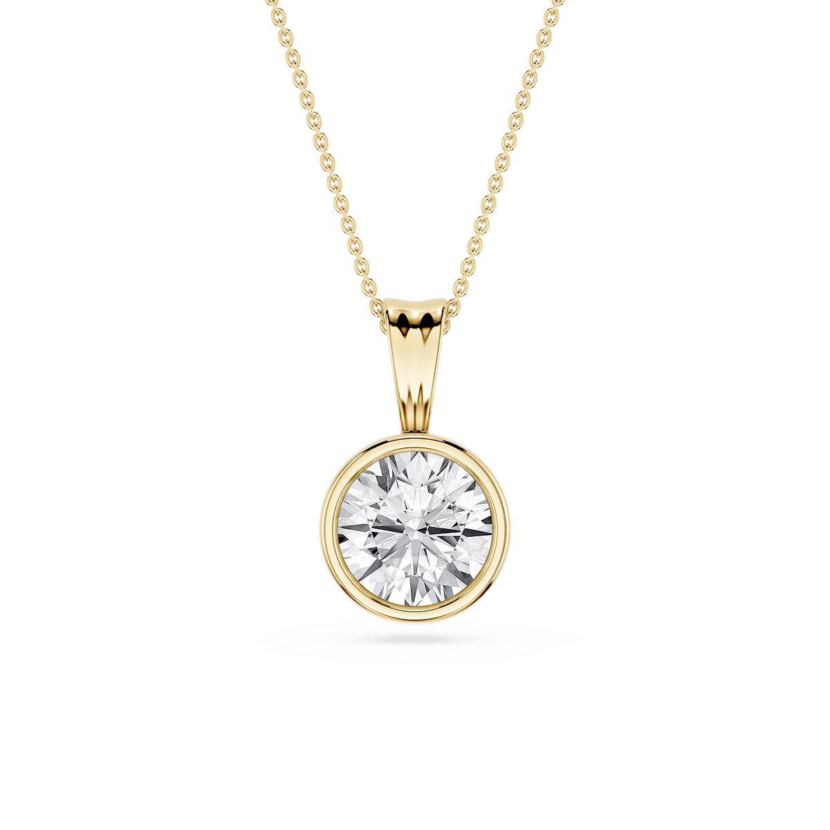 Round Lab Grown Diamond Bezel Set Bail Solitaire Pendant - 16 to 18 Inches
