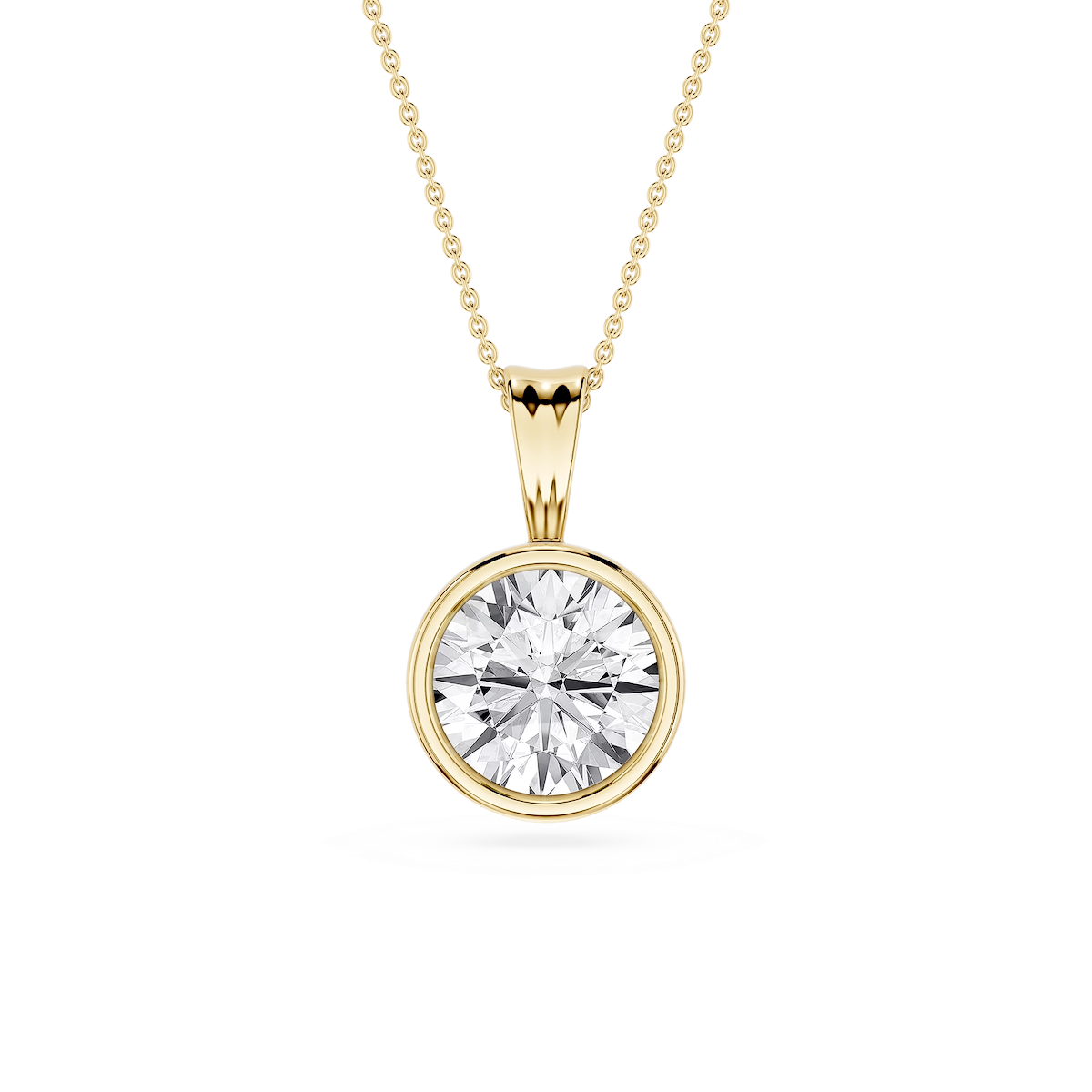 Round Lab Grown Diamond Bezel Set Bail Solitaire Pendant - 16 to 18 Inches