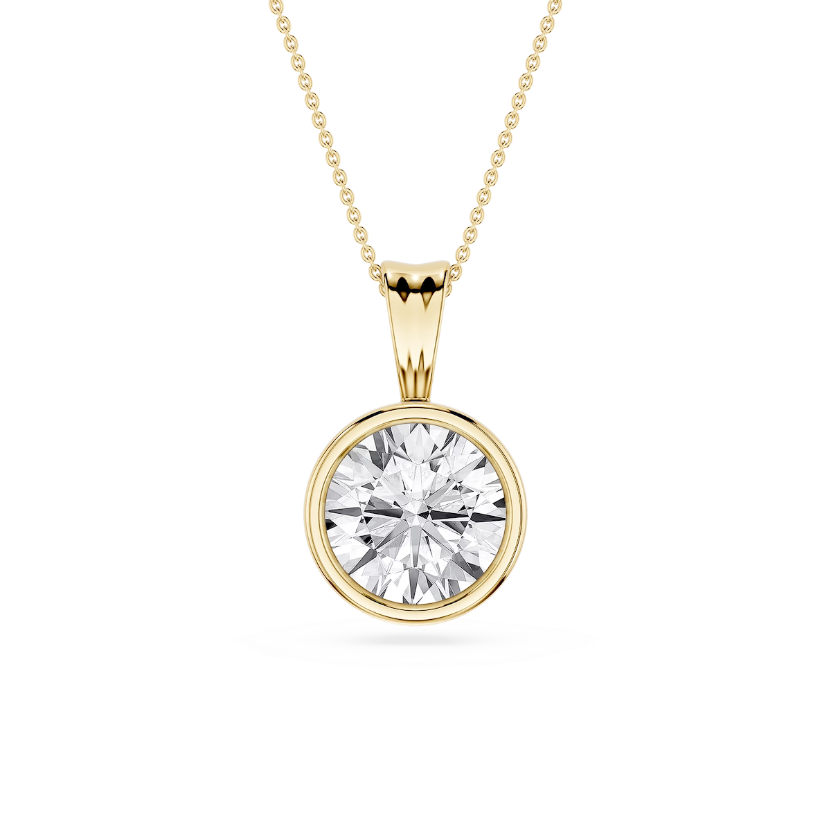 Round Lab Grown Diamond Bezel Set Bail Solitaire Pendant - 16 to 18 Inches