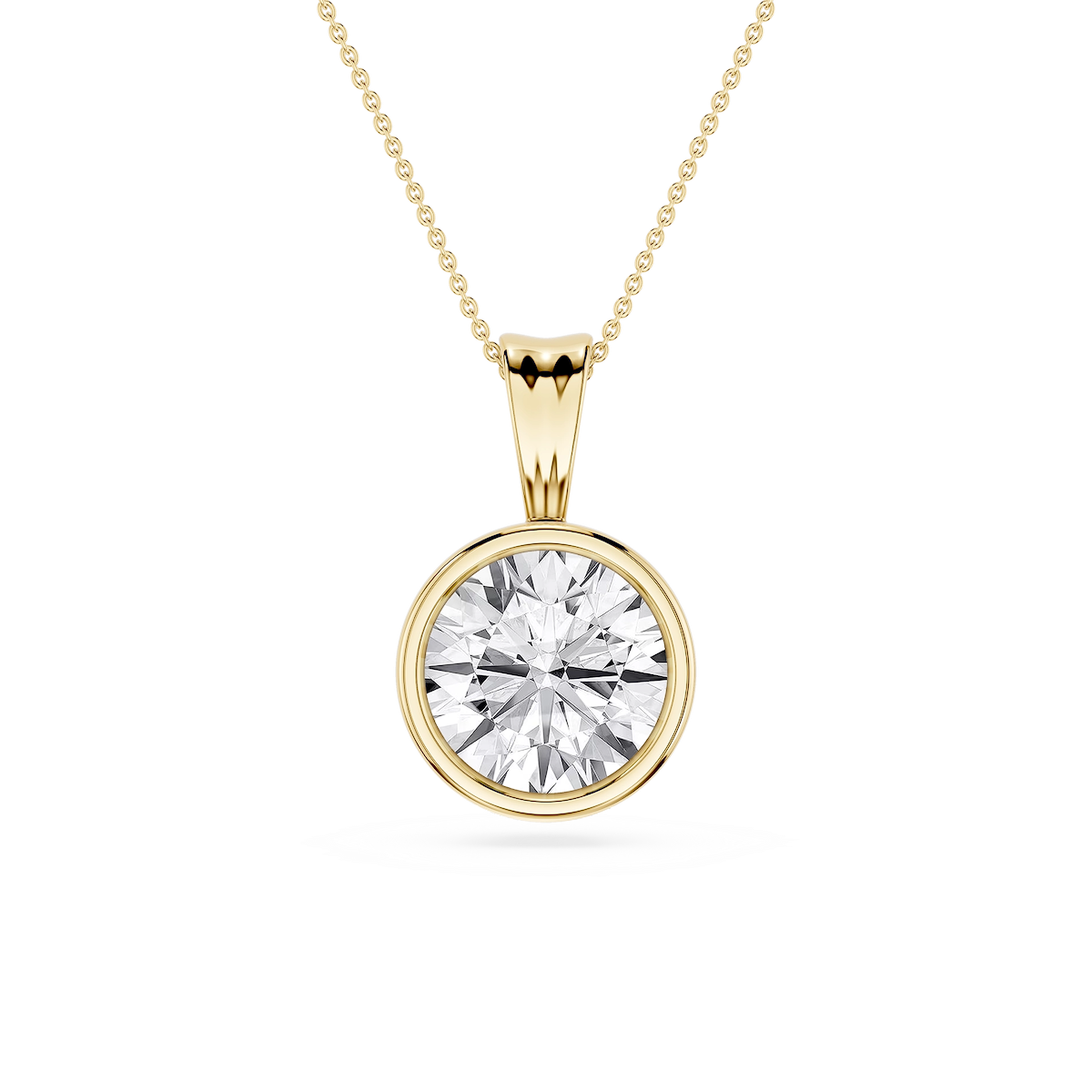 Round Lab Grown Diamond Bezel Set Bail Solitaire Pendant - 16 to 18 Inches