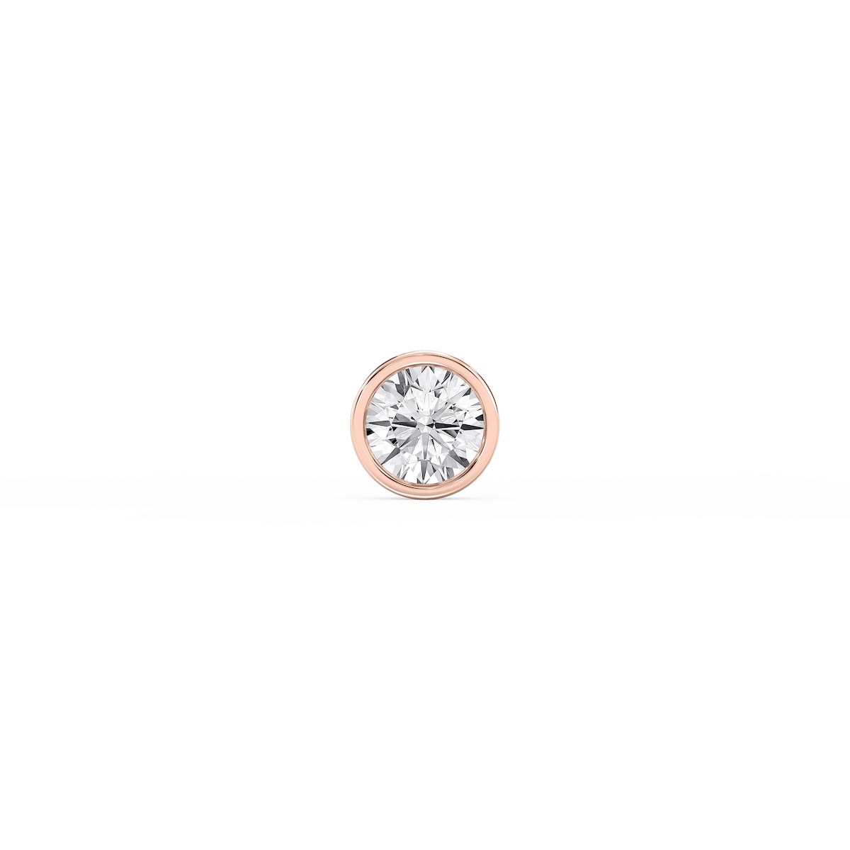 Round Lab Grown Diamond Bezel Set Single Stud Earring