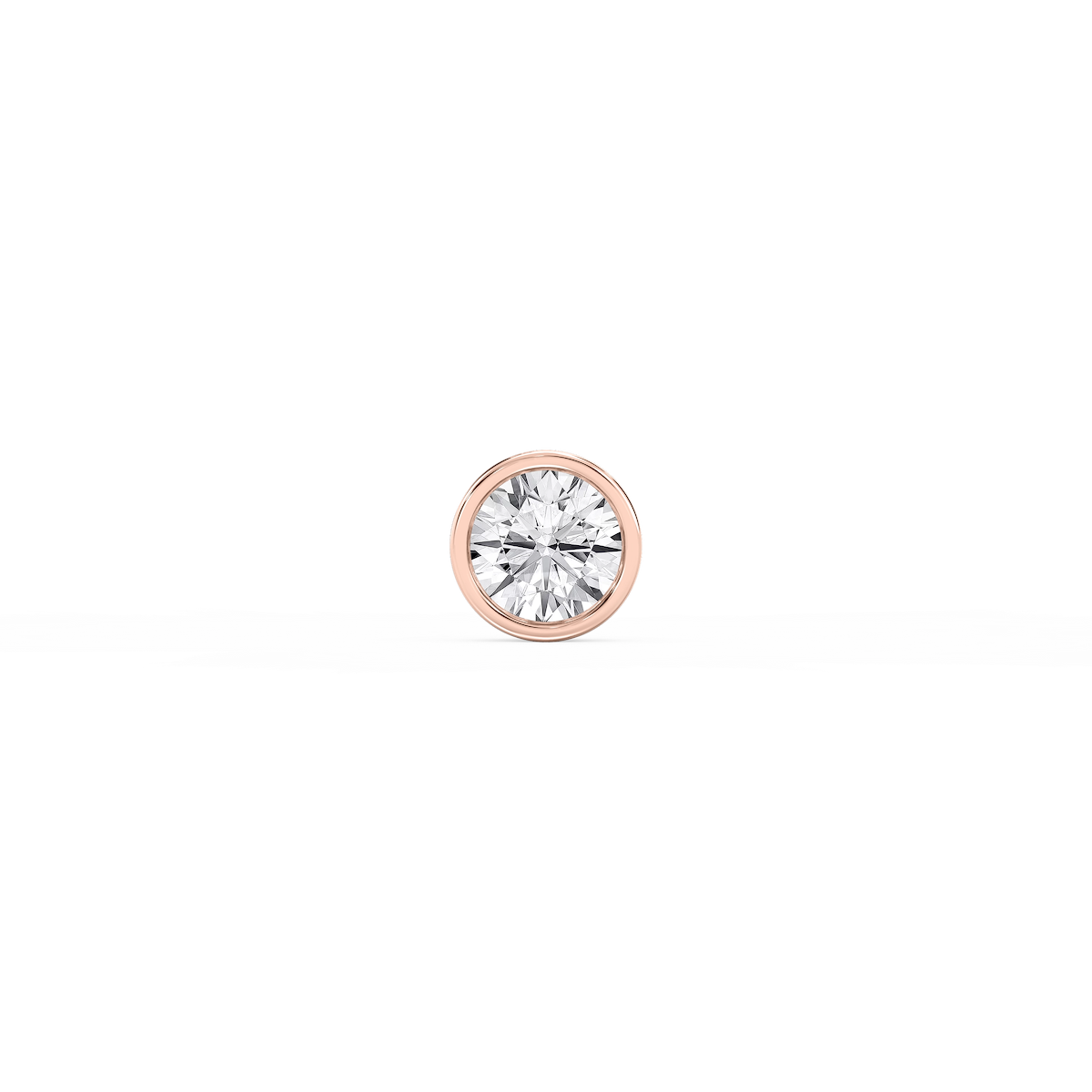 Round Lab Grown Diamond Bezel Set Single Stud Earring