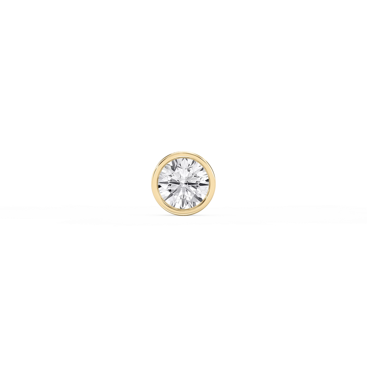 Round Lab Grown Diamond Bezel Set Single Stud Earring