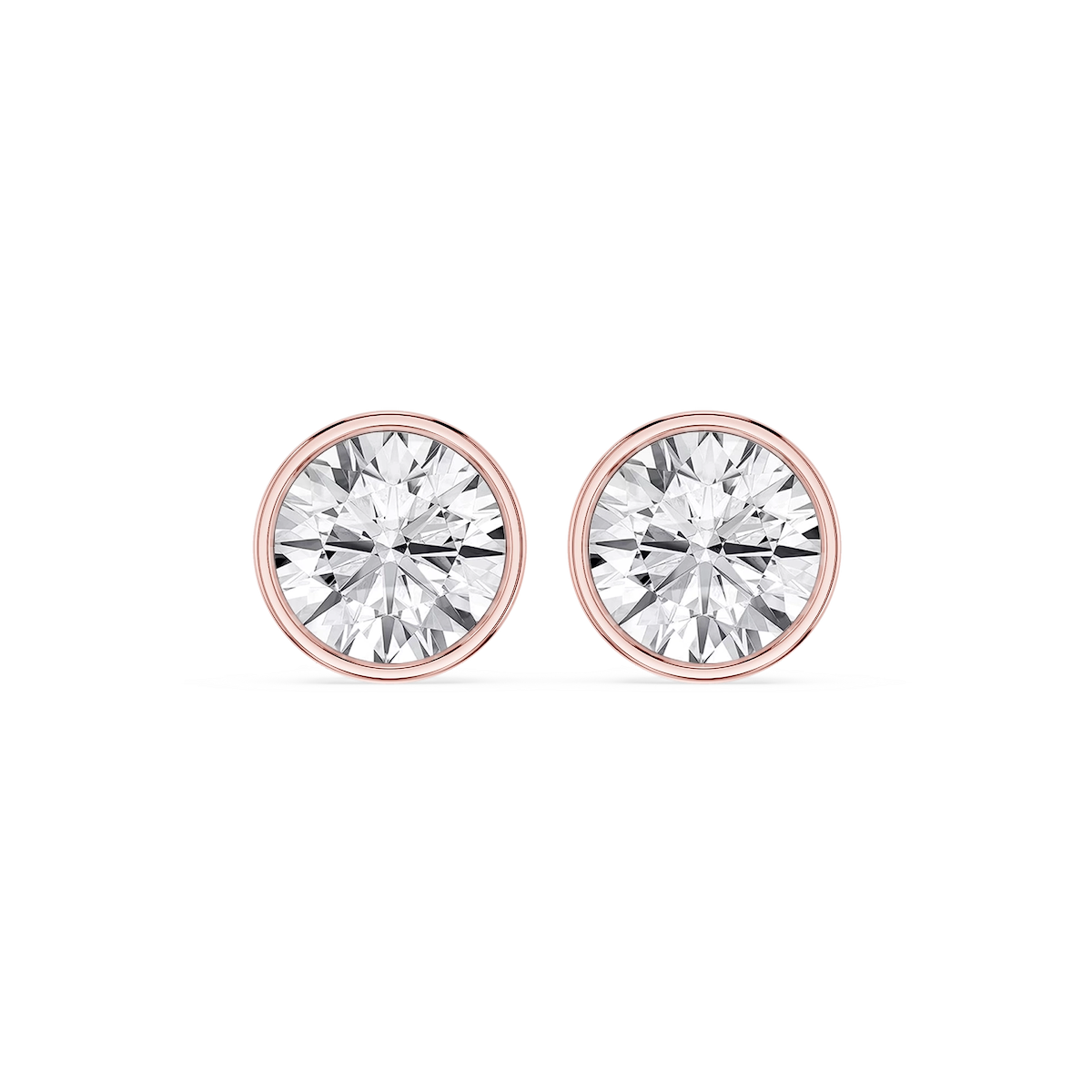 Round Lab Grown Diamond Bezel Set Certified Stud Earrings