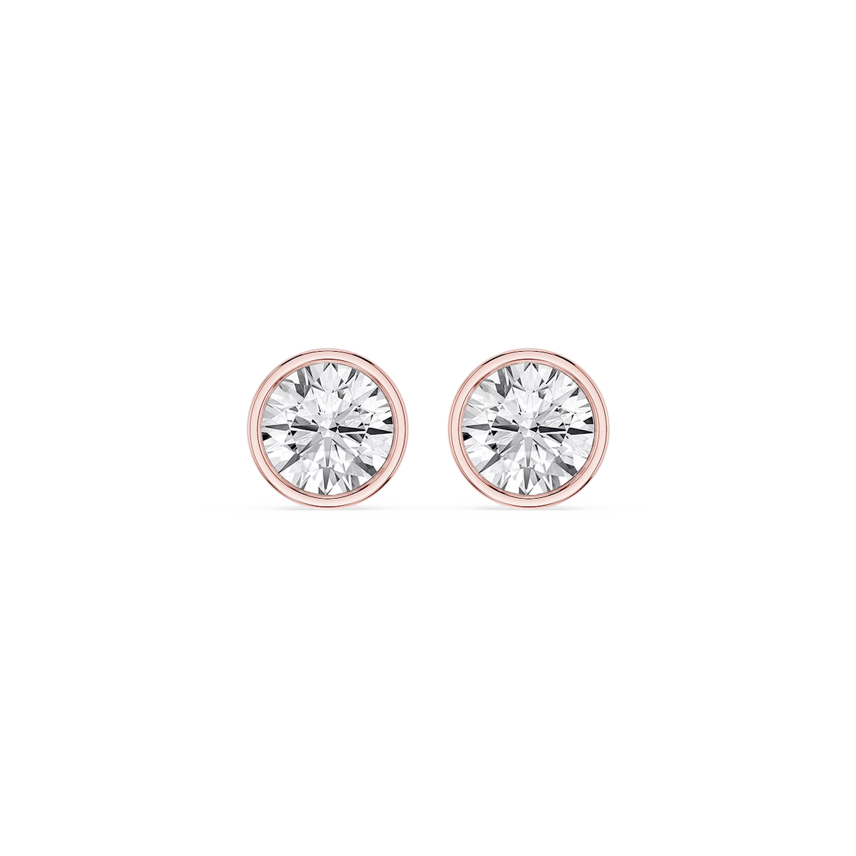 Round Lab Grown Diamond Bezel Set Certified Stud Earrings