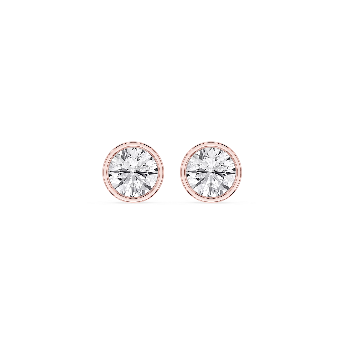 Round Lab Grown Diamond Bezel Set Certified Stud Earrings