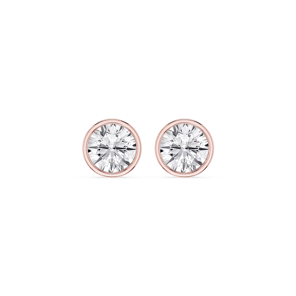 Round Lab Grown Diamond Bezel Set Certified Stud Earrings