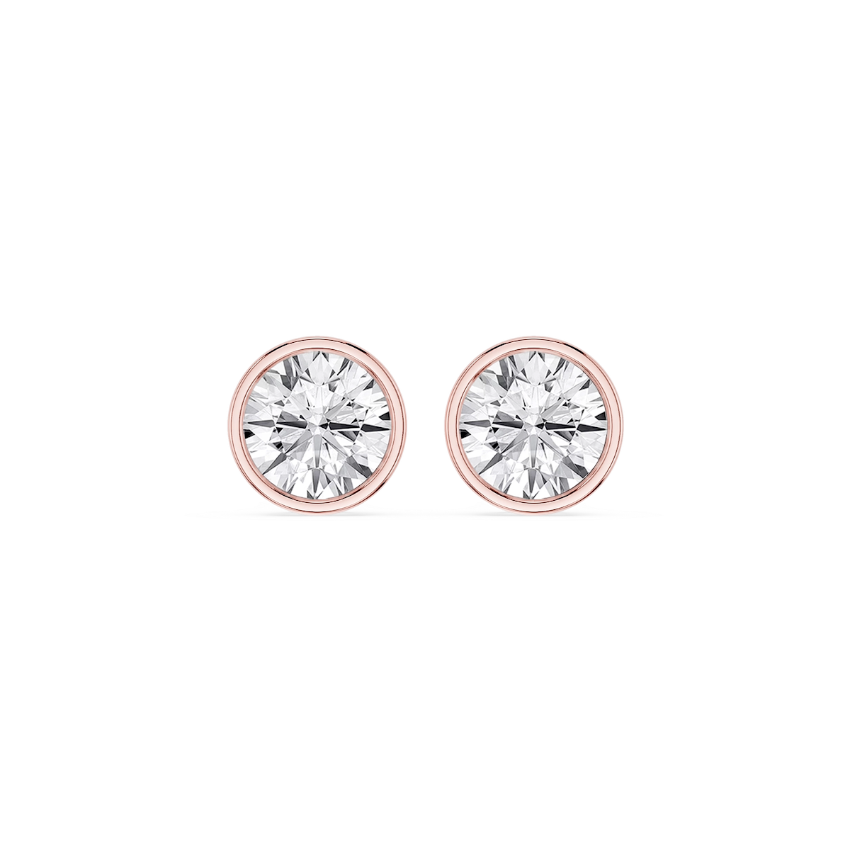 Round Lab Grown Diamond Bezel Set Certified Stud Earrings