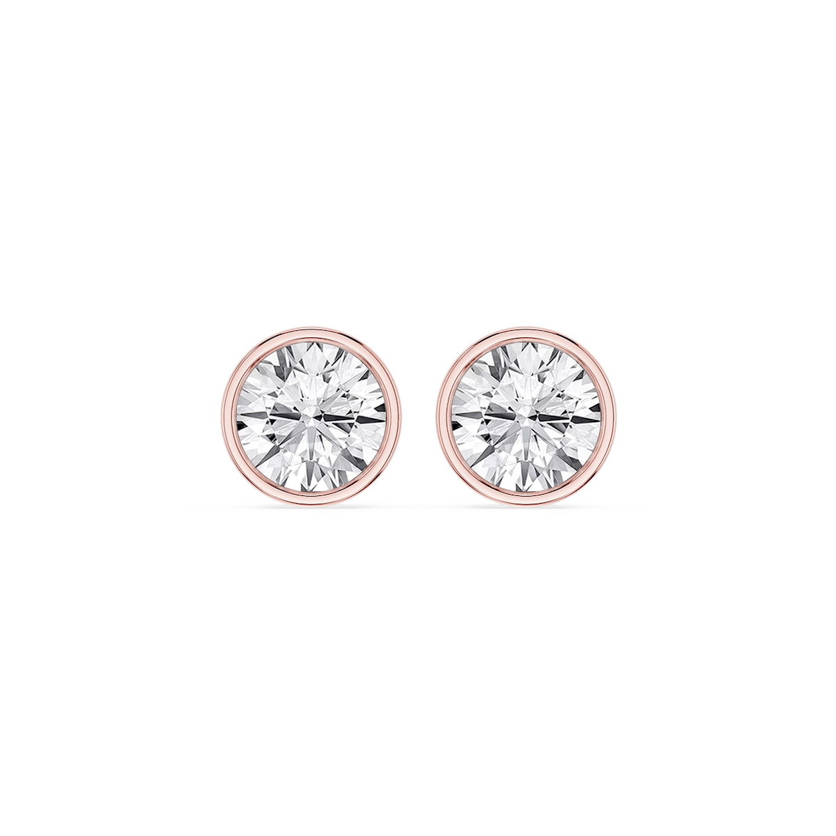 Round Lab Grown Diamond Bezel Set Certified Stud Earrings