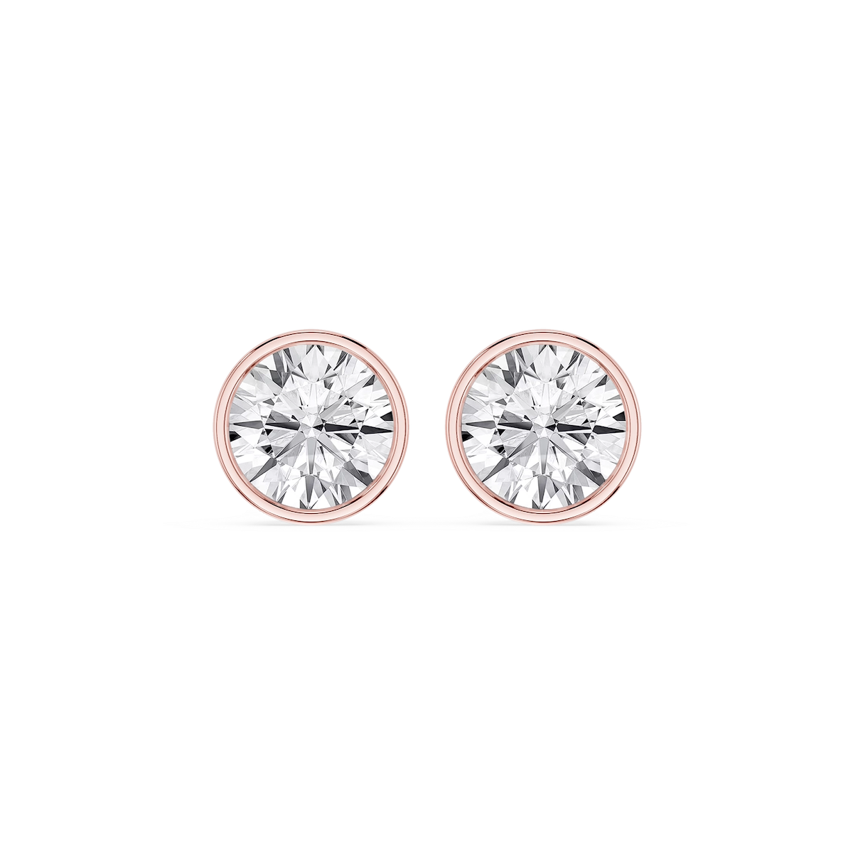 Round Lab Grown Diamond Bezel Set Certified Stud Earrings