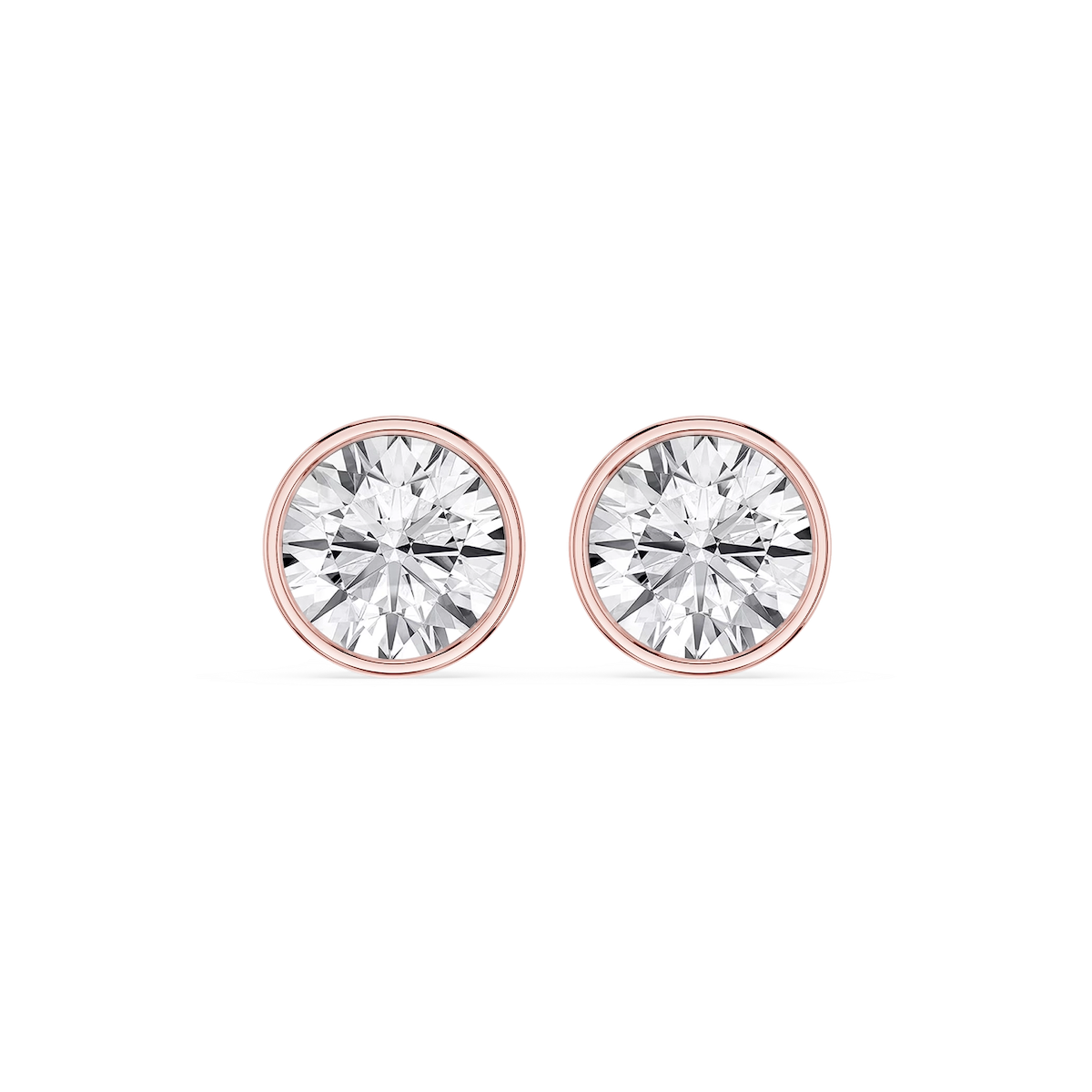 Round Lab Grown Diamond Bezel Set Certified Stud Earrings