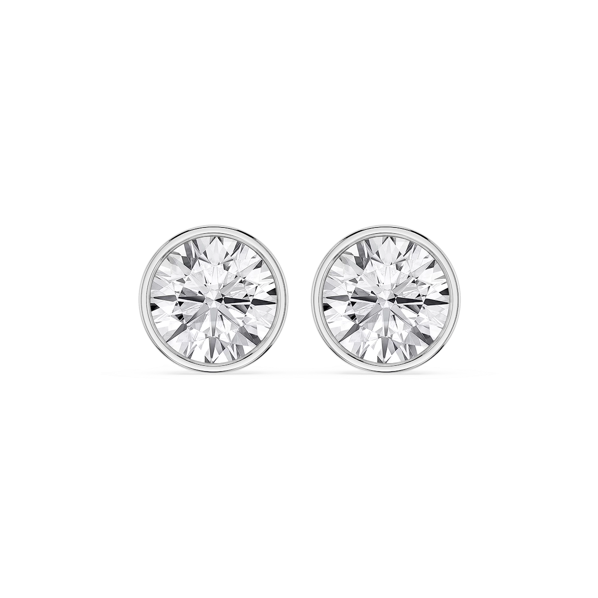 Round Lab Grown Diamond Bezel Set Certified Stud Earrings