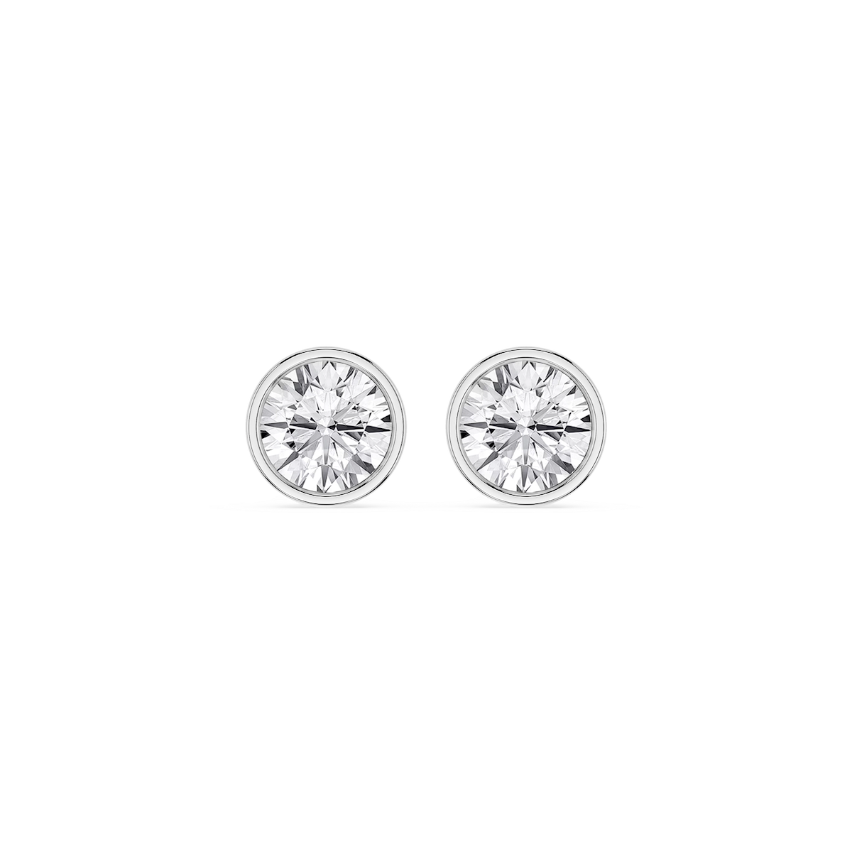 Round Lab Grown Diamond Bezel Set Certified Stud Earrings