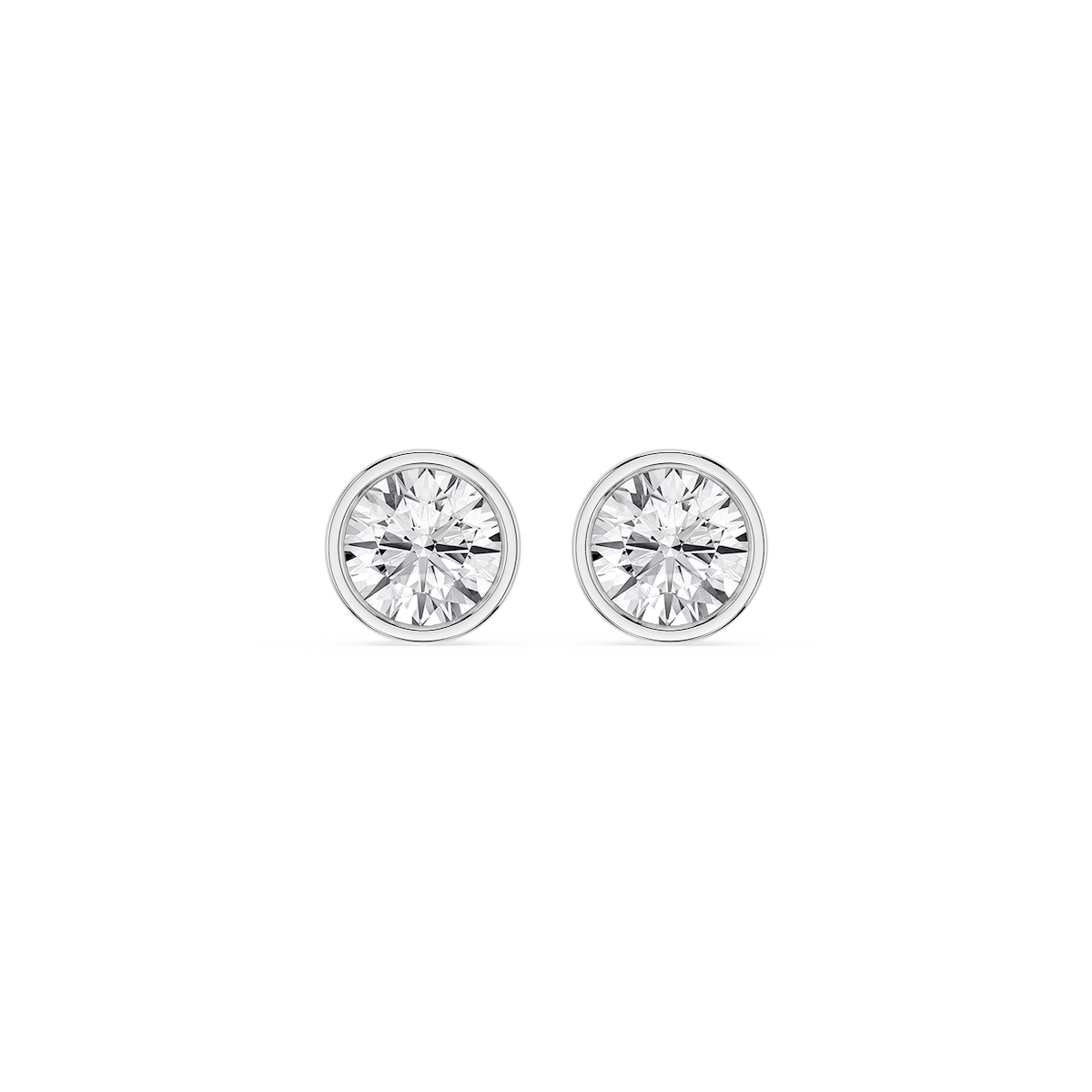 Round Lab Grown Diamond Bezel Set Certified Stud Earrings
